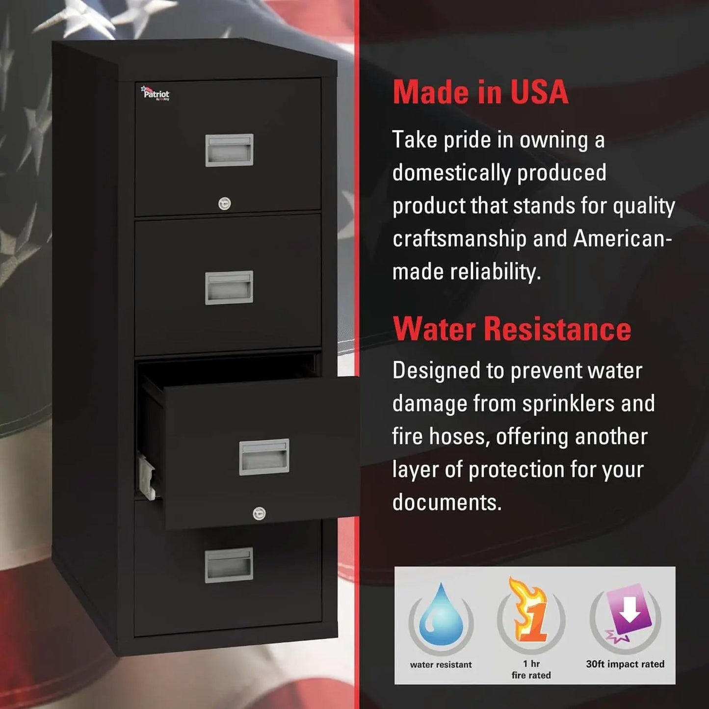 Patriot Vertical 4 Drawer Fire Rated File Cabinet USA Made from PriceLows™