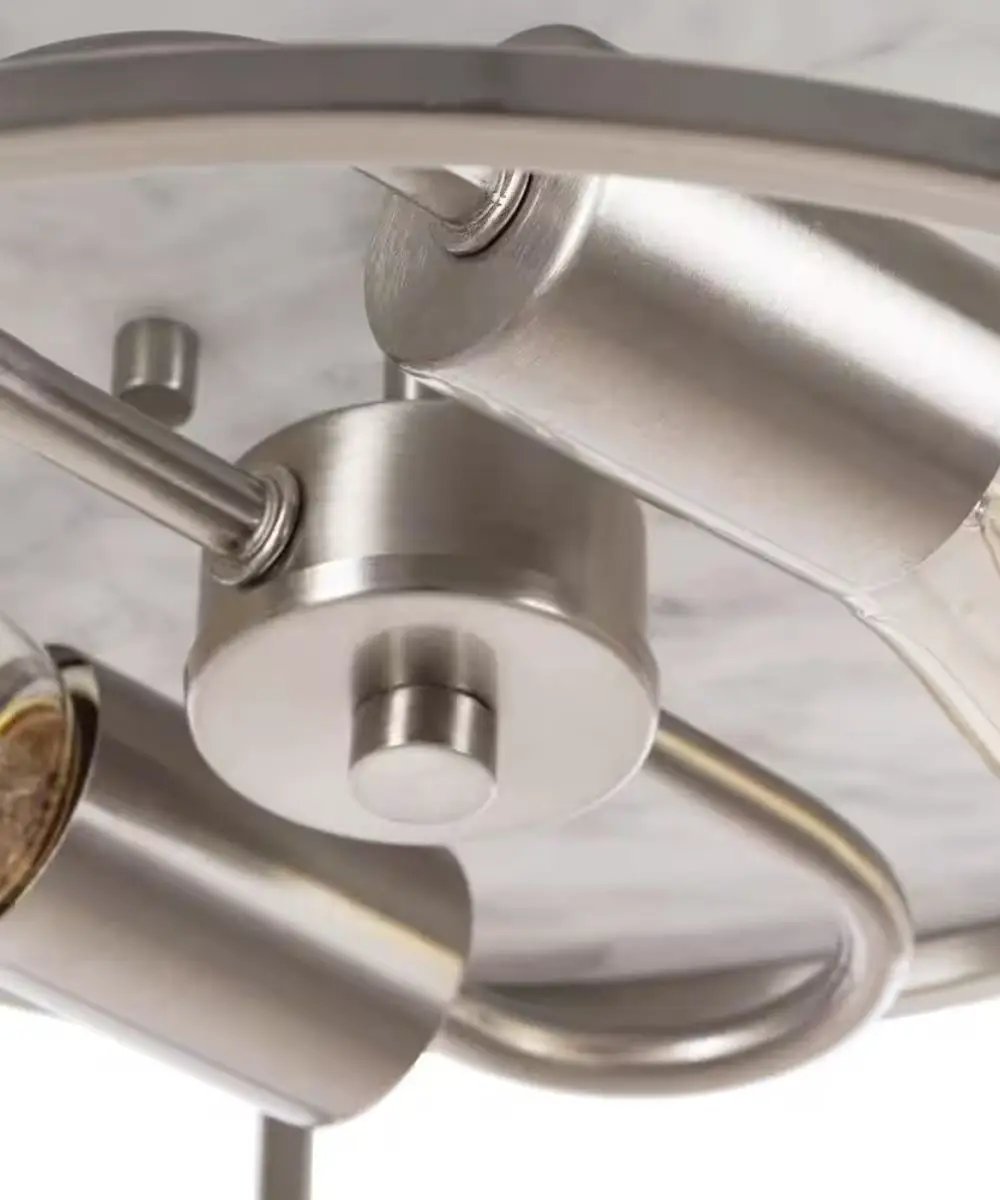 Flush Mount Ceiling Light | 2-Light | 13 Inch Wide | Brushed Nickel White Marble