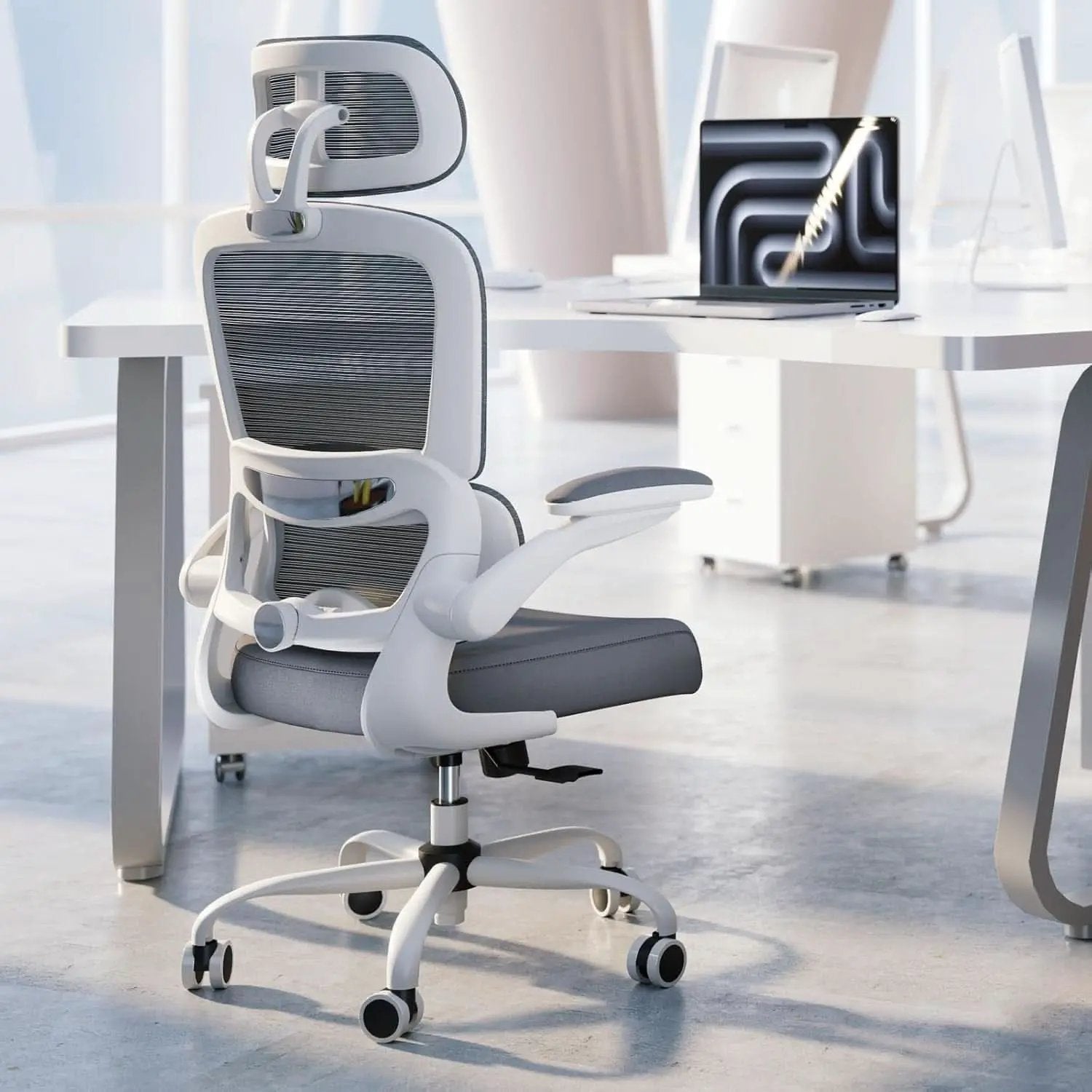 Ergonomic Office Chair Height Adjustable White Backrest from PriceLows™