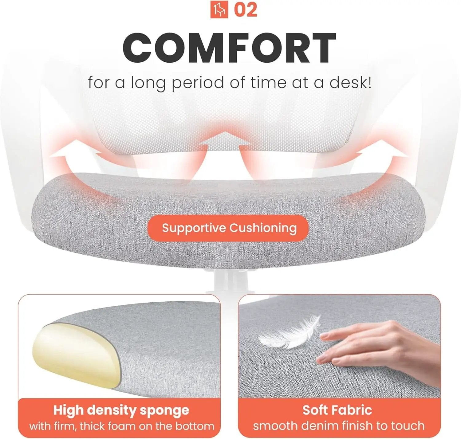 Ergonomic Grey Office Chair With Lumbar Support Mesh from PriceLows™