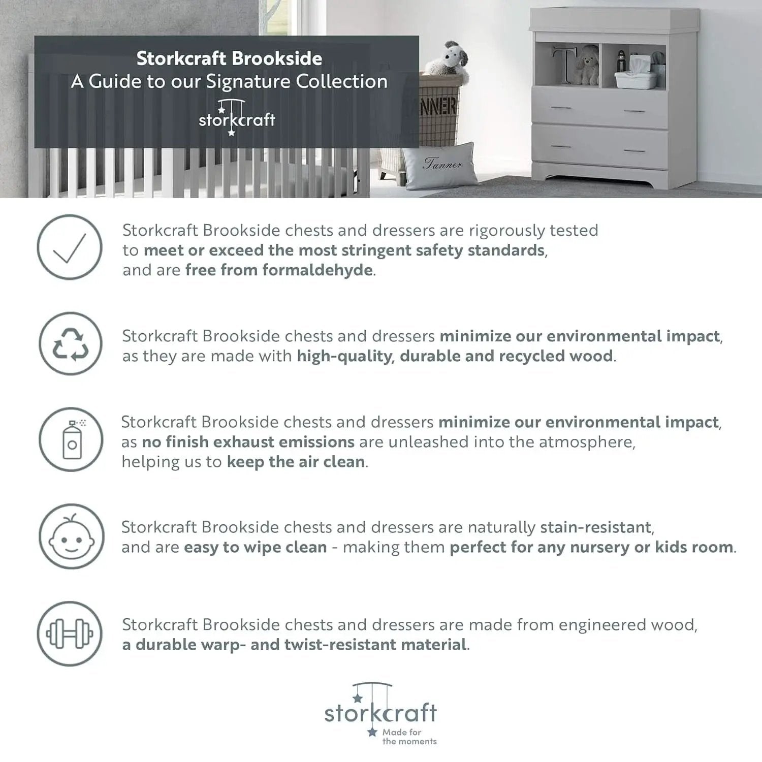 Brookside 4 Drawer Dresser Gray Greenguard Gold Certified from PriceLows™