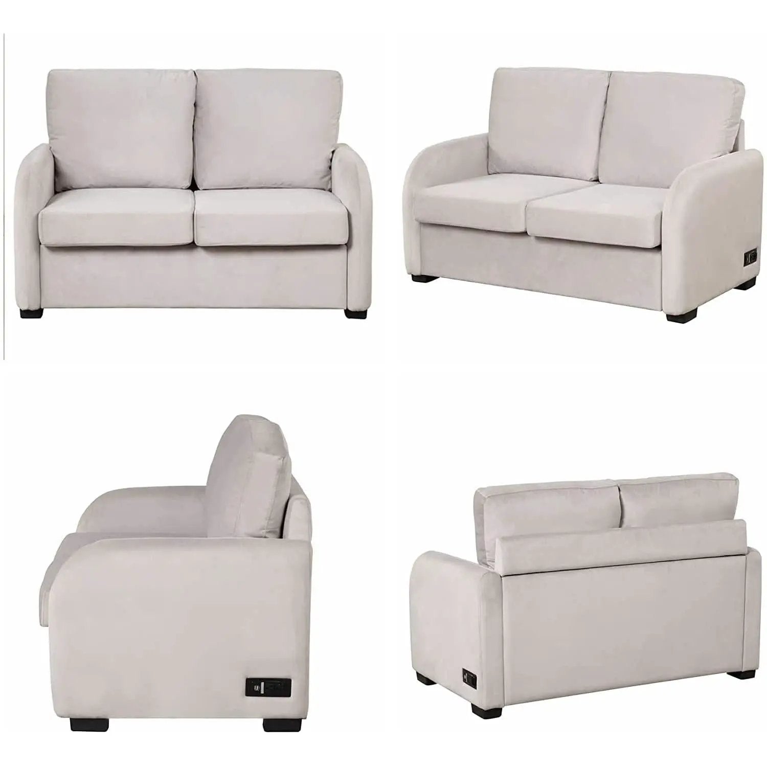 2 In 1 Velvet Sleeper Sofa With USB Port Convertible Loveseat Bed Soft Velvet Upholstery For Small Living Rooms Guests from PriceLows™