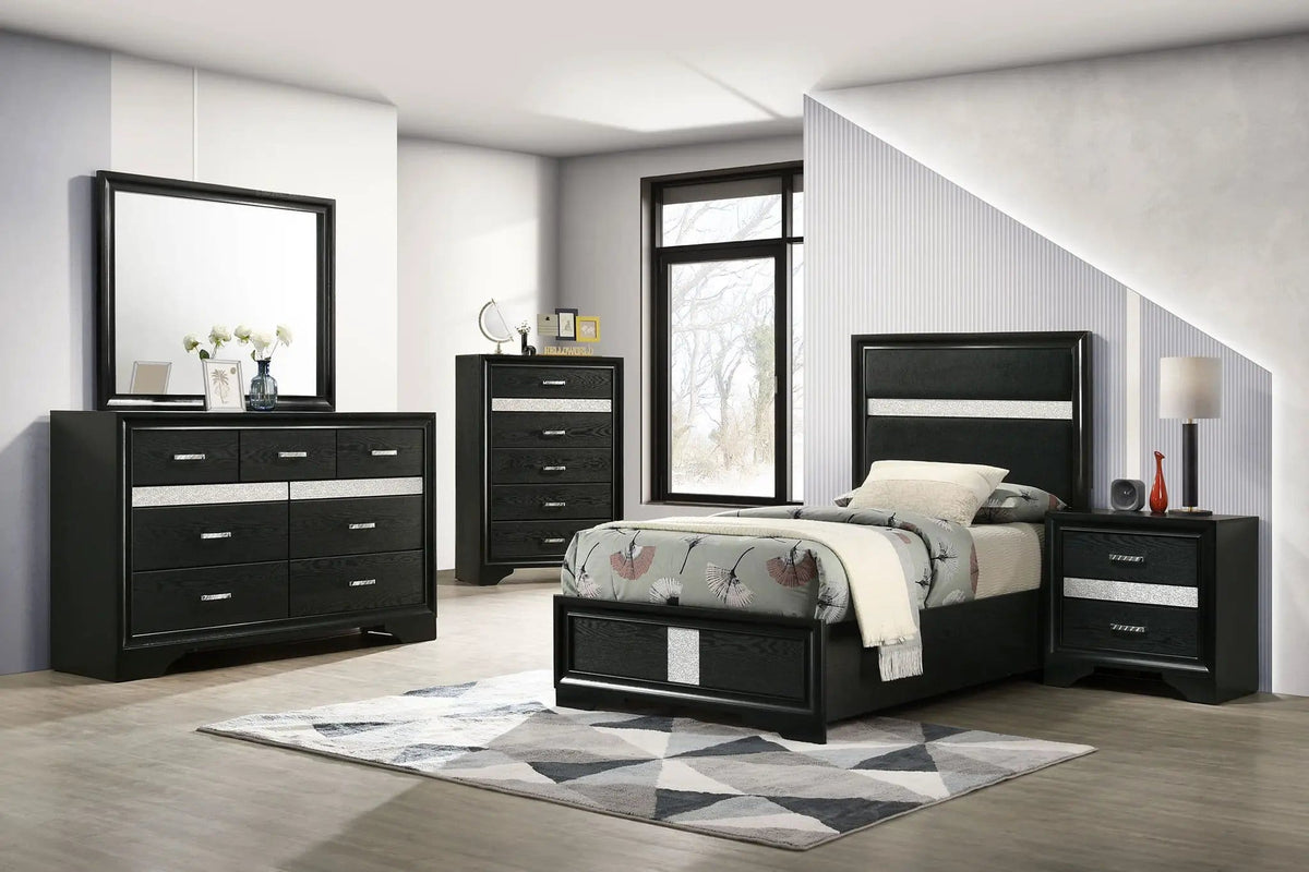 Miranda 5-piece Twin Bedroom Set (Style 2) | 5-Piece Set | Bedroom Furniture | Black
