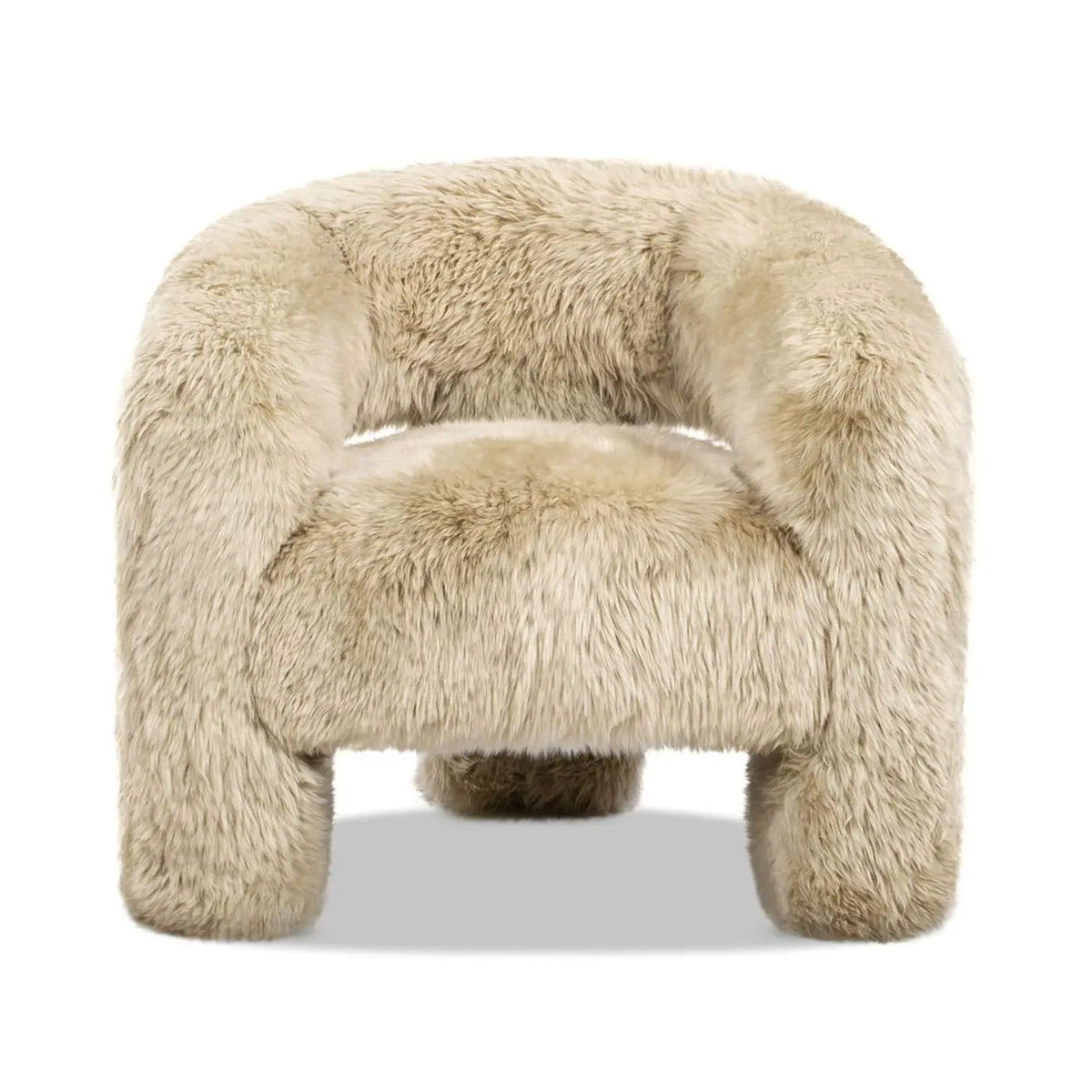 Avalon Genuine Sheepskin Fur Split Barrel Back Accent Chair | 30.5 x 35 x 30.5 in | Living Room Furniture | Natural Blonde