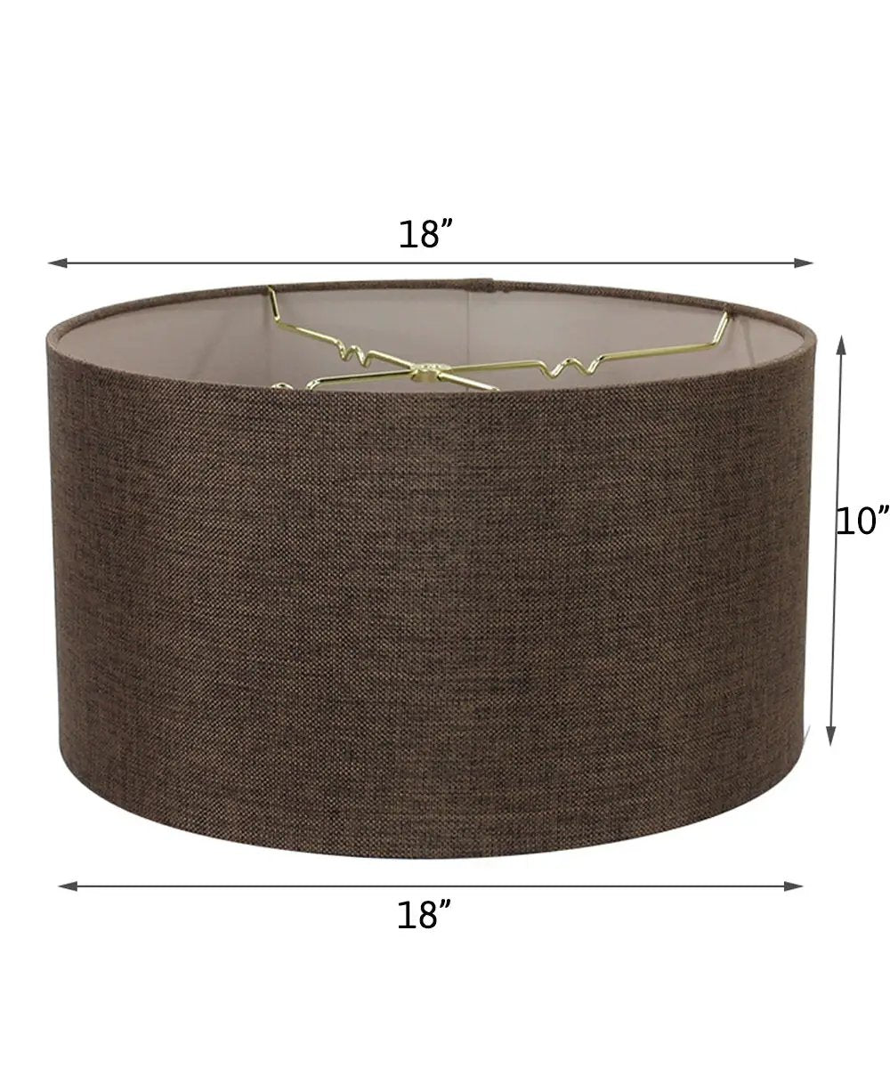 Shallow Drum Lampshade | Chocolate Burlap | Steel Frame | 18X18X10