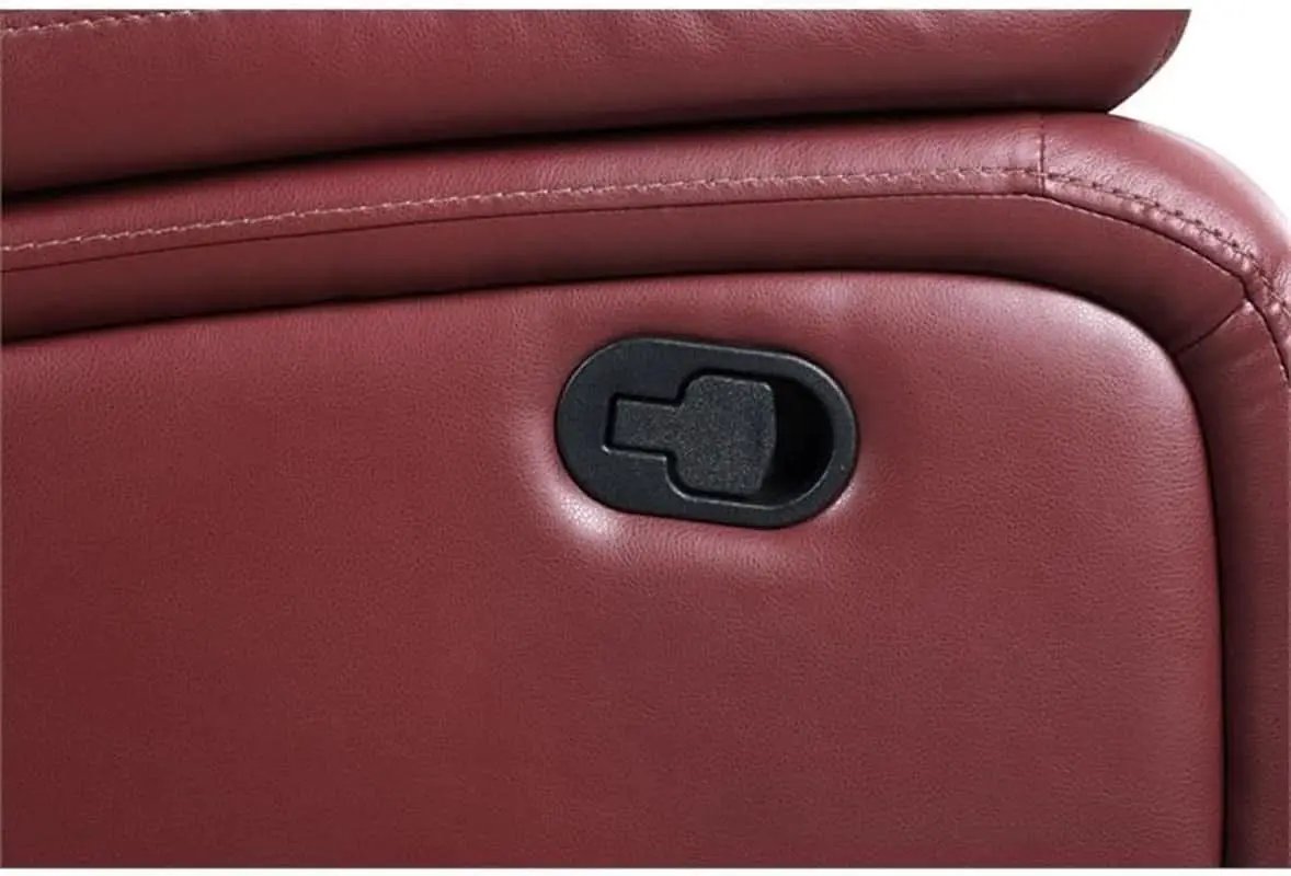 Red Faux Leather Reclining Loveseat With Manual Recline from PriceLows™