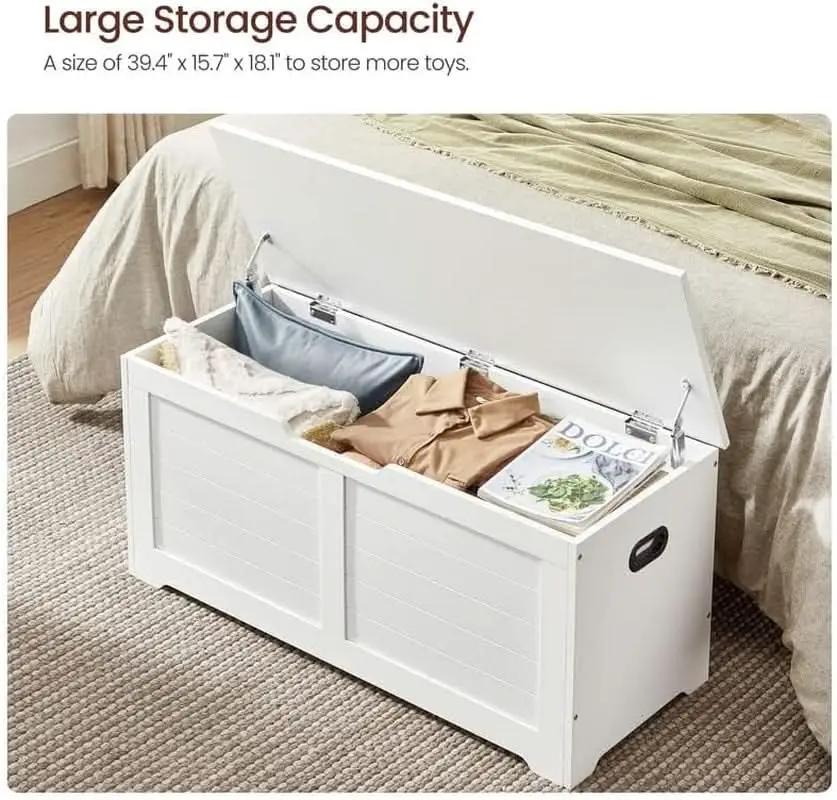 Cloud White LargeCapacity Storage Bench Hinges Chest from PriceLows™