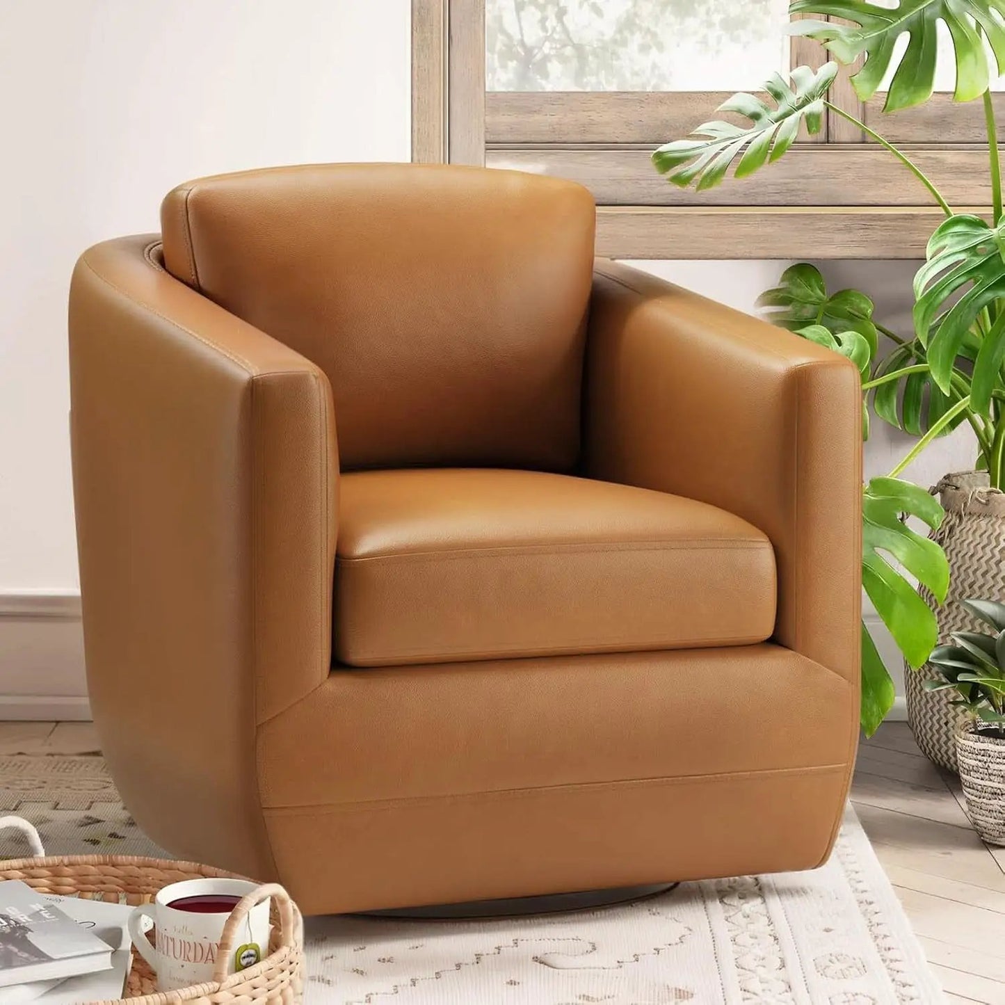 Brown 360 Degree Swivel Premium Upholstered Chairs from PriceLows™