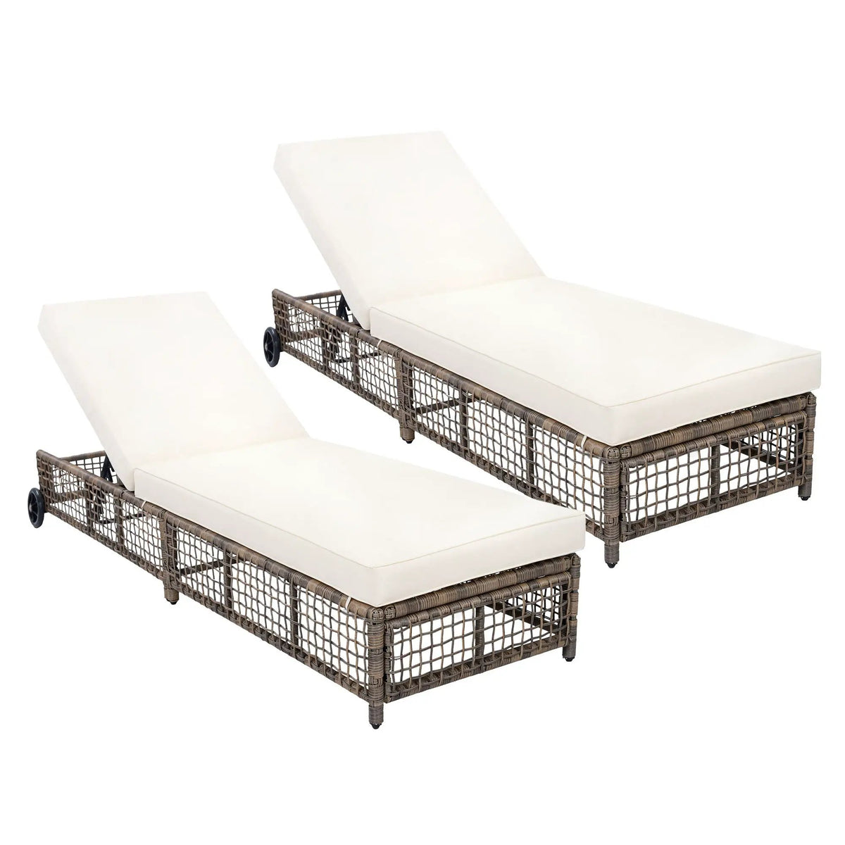Outdoor Lounge Chair | 5 Position Reclining | Portable Wheels
