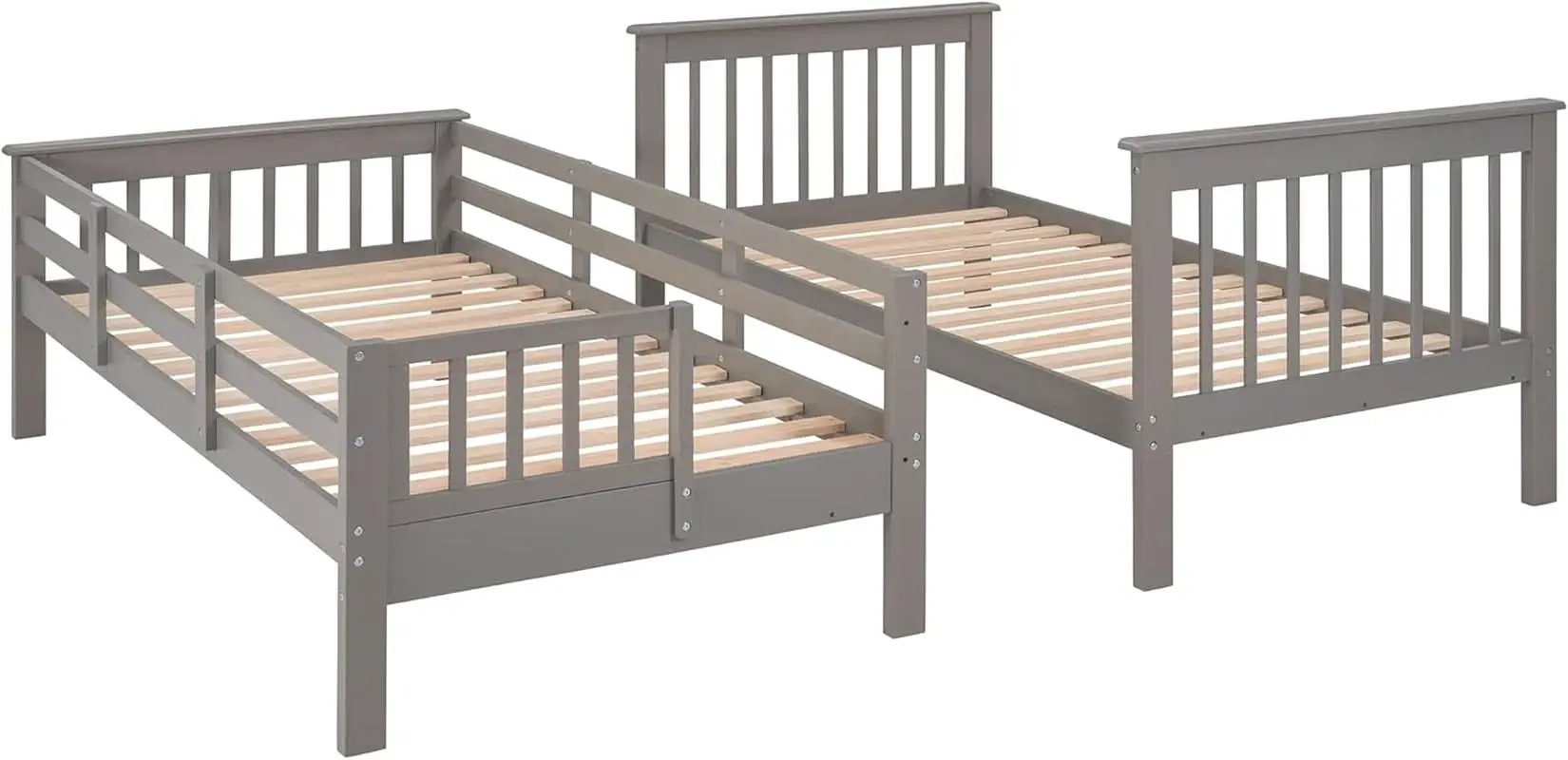 Twin Over Twin Bunk Beds With Stairs Grey For Kids Dorm from PriceLows™