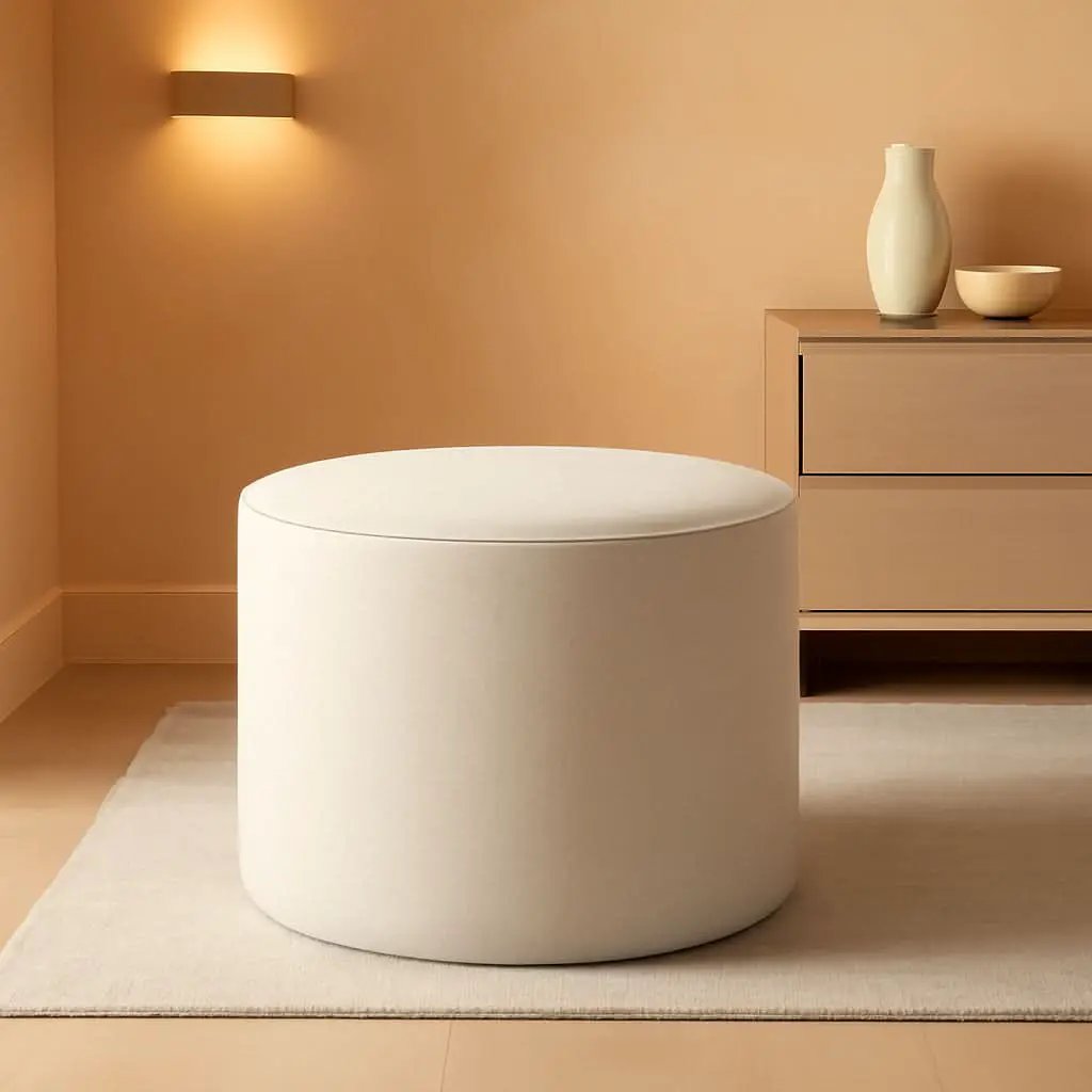 Twenty Two Inch Beige Ottoman Pouf With Ultra Premium Foam from PriceLows™