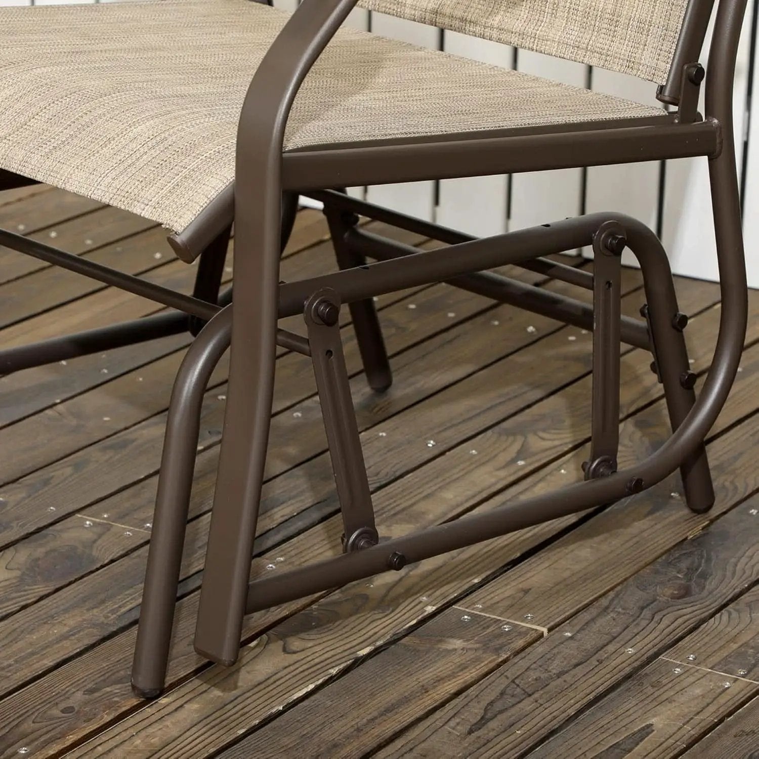 3 Piece Outdoor Glider Chair Bistro Set With Two Sling Chairs And Glass Tabletop Mixed Brown from PriceLows™
