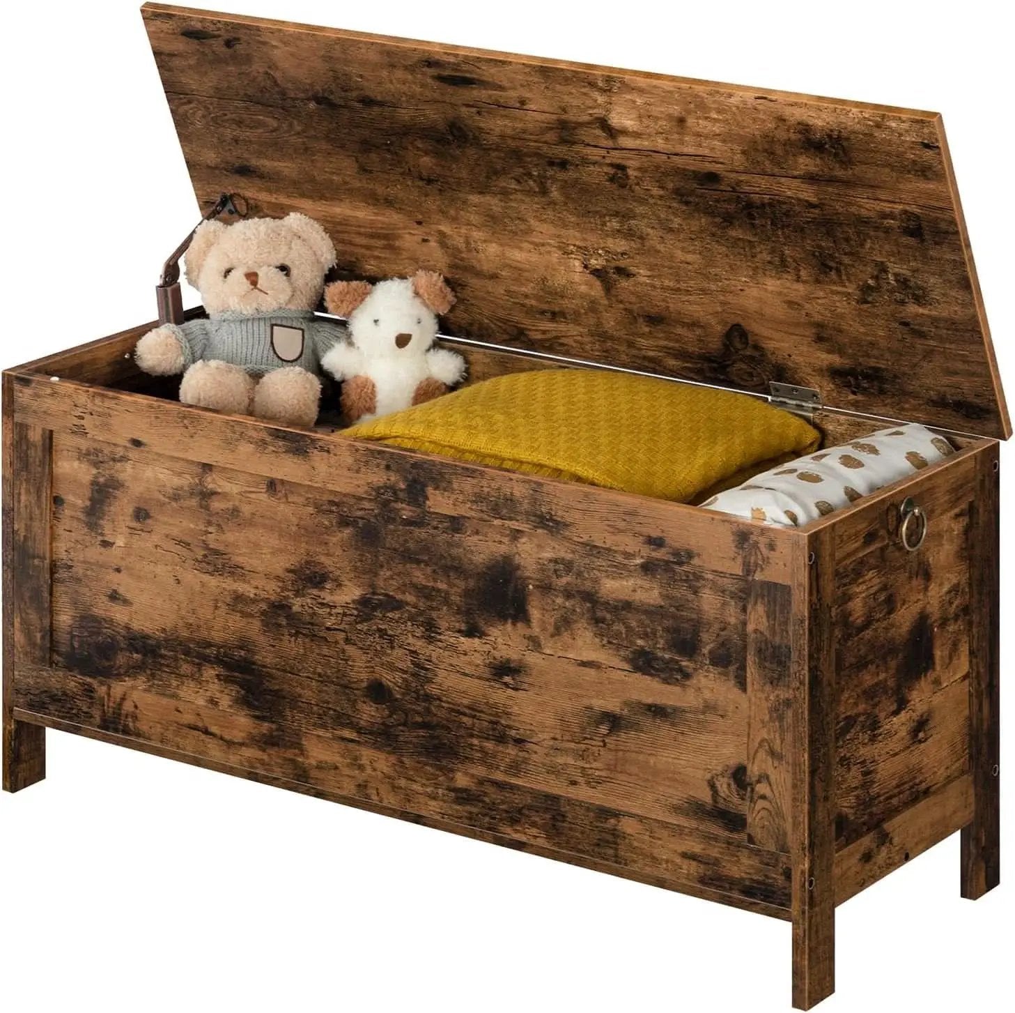 Rustic Brown SolidWood Toy Box Storage LargeCapacity from PriceLows™