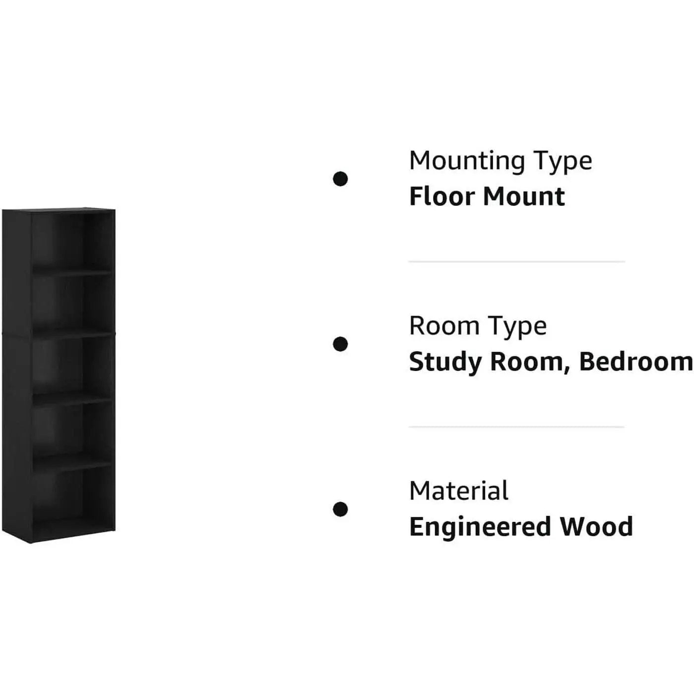 Blackwood 5-Tier Open Storage Shelves Bookcase For Living Room from PriceLows™