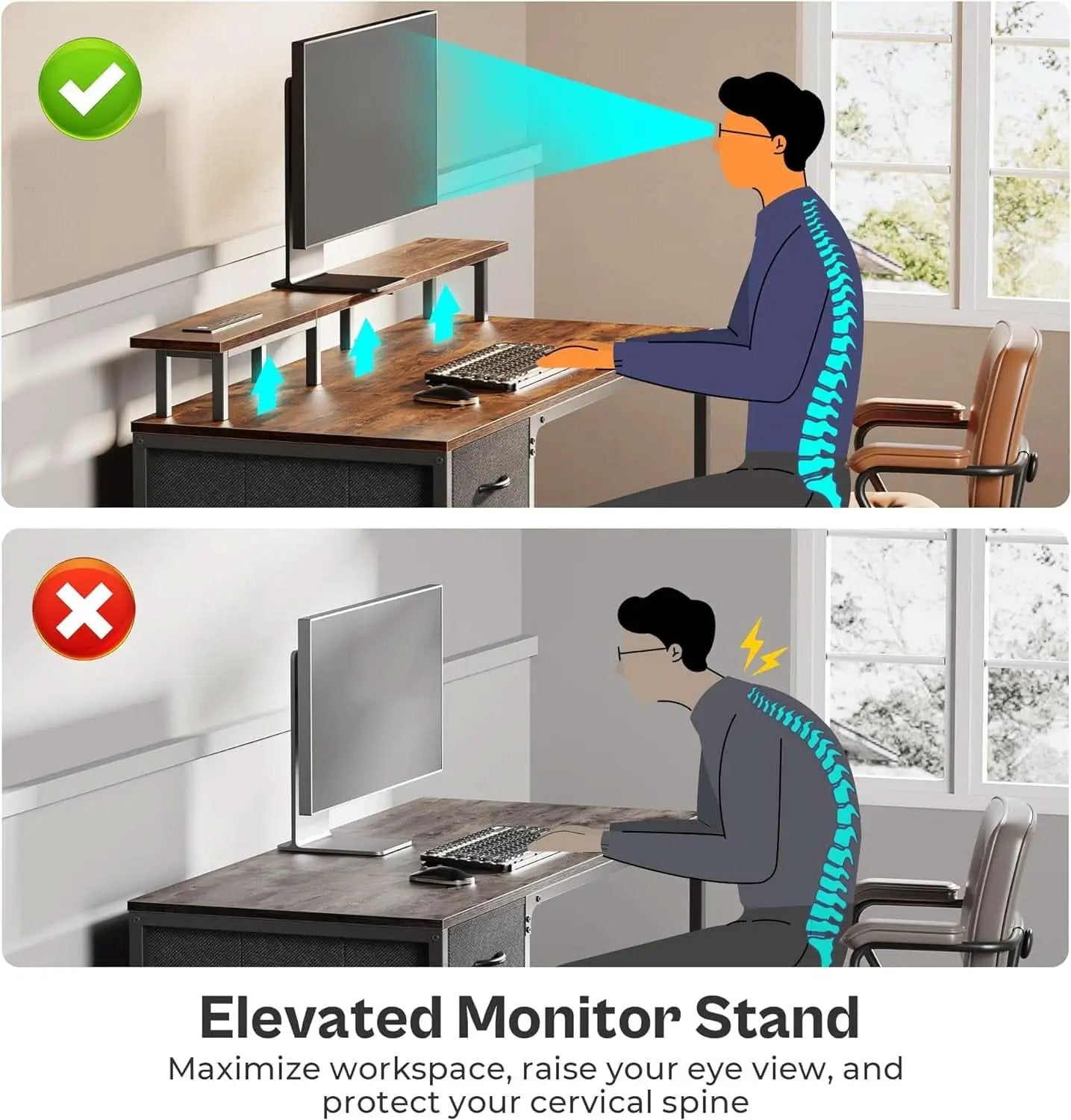 47 Inch Computer Desk With LED Lights And Power Outlets from PriceLows™