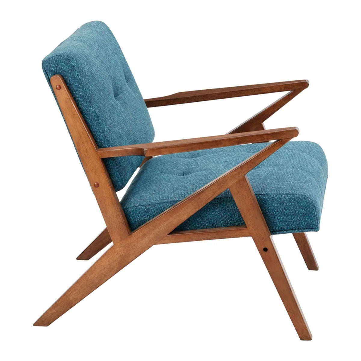 Mid-Century Lounge Chair | Tufted Upholstery | Solid Wood Frame | Tufted Back And Seat