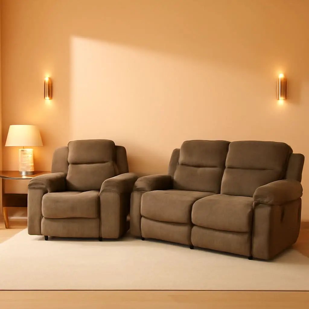 Corduroy Living Room Set Reclining Sofa Loveseat Taupe from PriceLows™