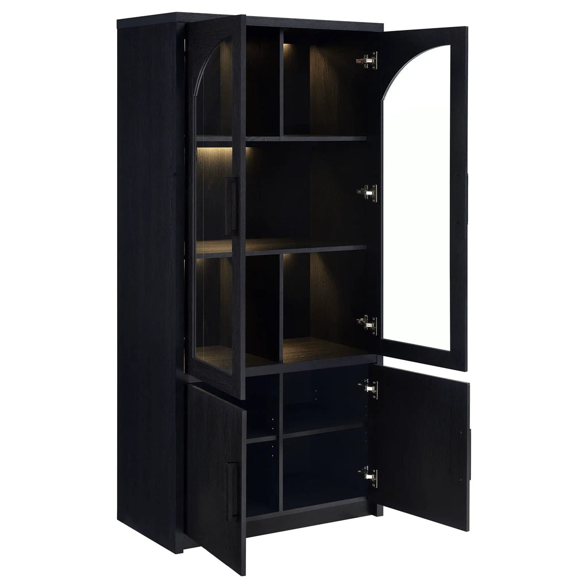 Riva 4-door Tall Accent Display Cabinet LED Lighting | 35.5 x 15.5 x 70.75 in | Glass | Black