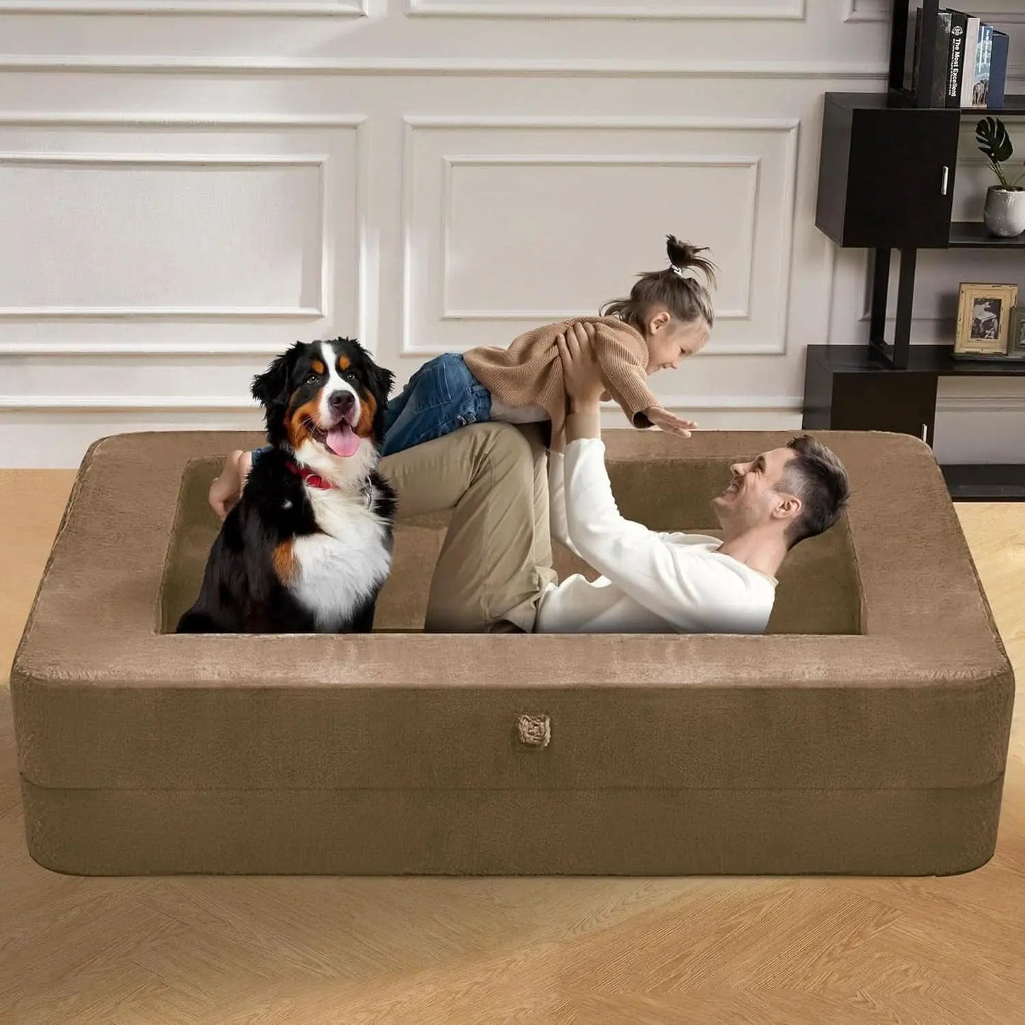 Folding Bean Bag Chair 3in1 Convertible Sofa Bed Brown from PriceLows™