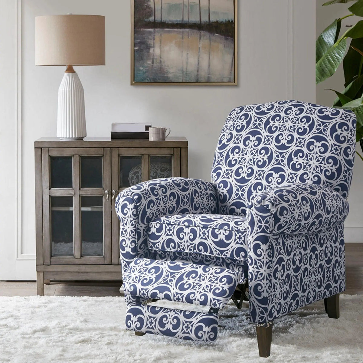 Kirby Transitional Push Back Recliner Chair | 300 Lb Capacity | High-Density Foam | No Tools Assembly