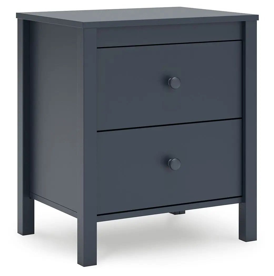 Simmenfort Two Drawer Night Stand Nightstand | 21.34 x 15.94 x 24.37 in | Engineered Wood & Mdf | Navy Blue