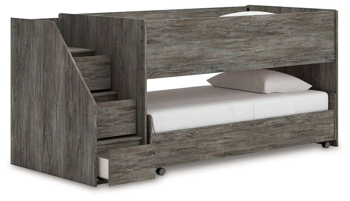 Frandern Twin Over Twin Loft Bed | Loft Bed | Engineered Wood & Metal | Gray