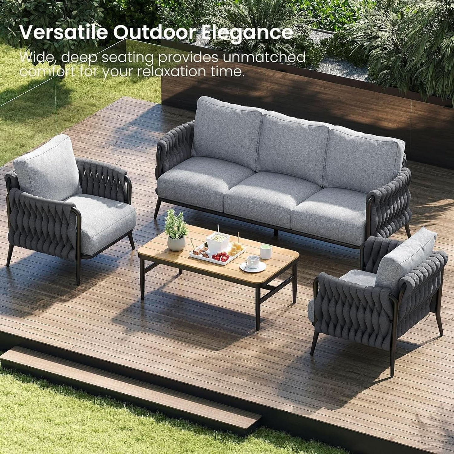 Stylish Outdoor Patio Furniture Set with Waterproof Cushions from PriceLows™