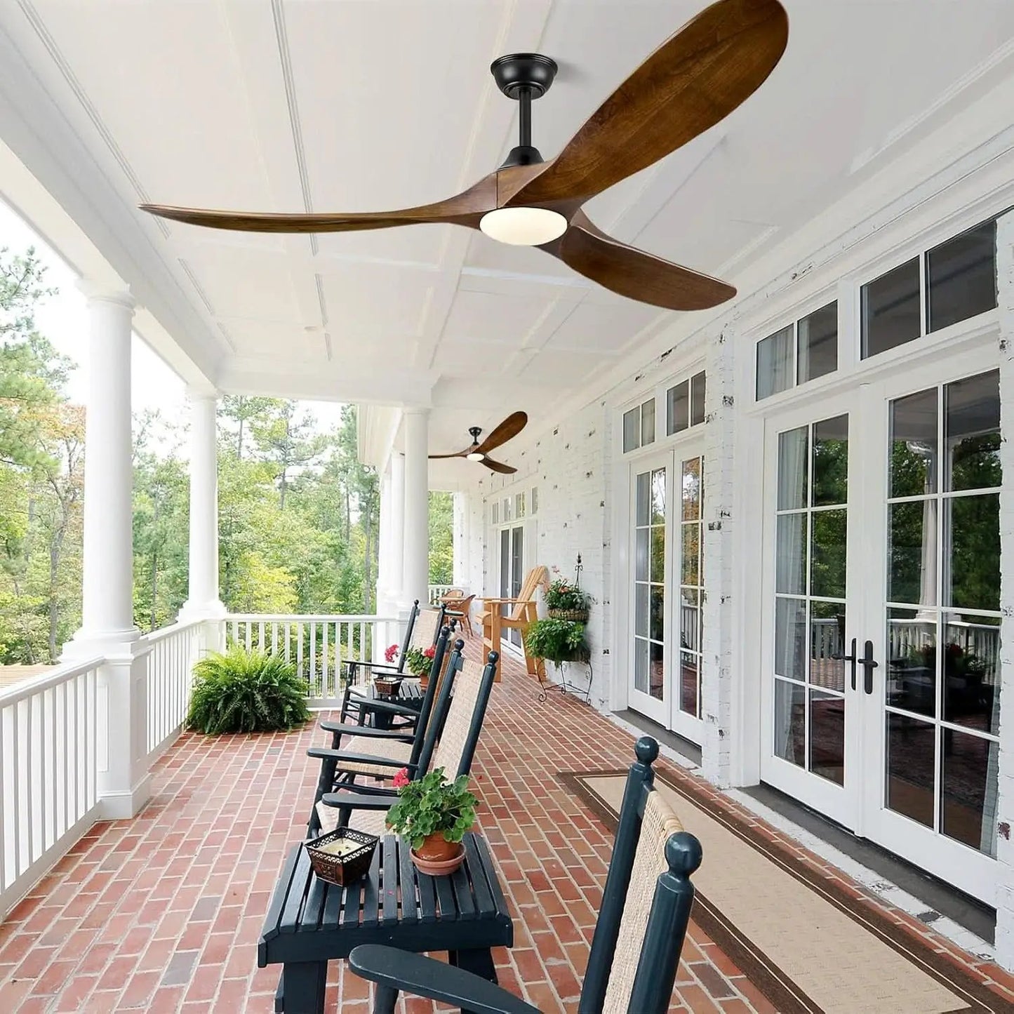 60 Inch Walnut Ceiling Fan With Dimmable LED Lighting from PriceLows™