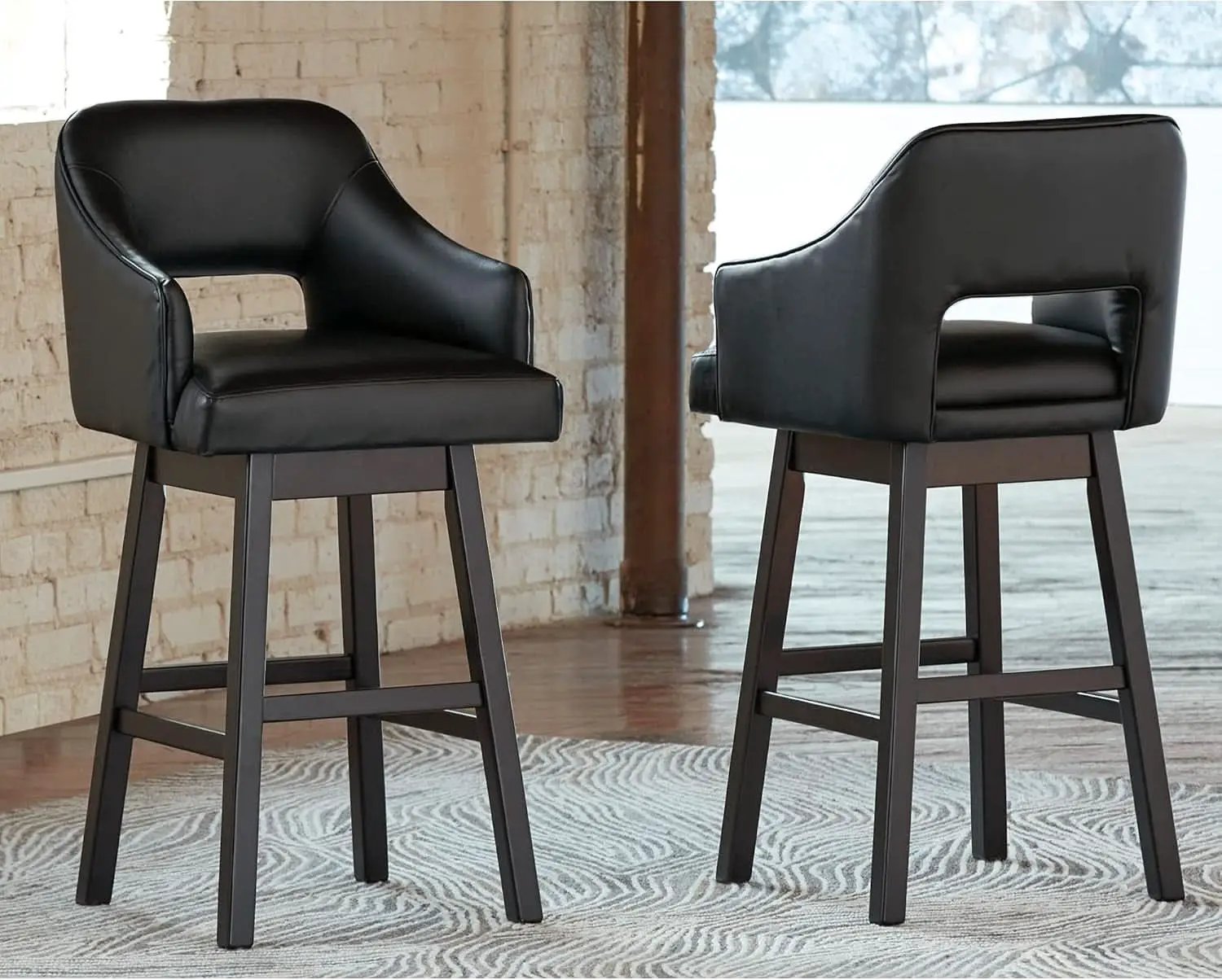 Modern Upholstered Swivel Barstool Set with Footrest from PriceLows™