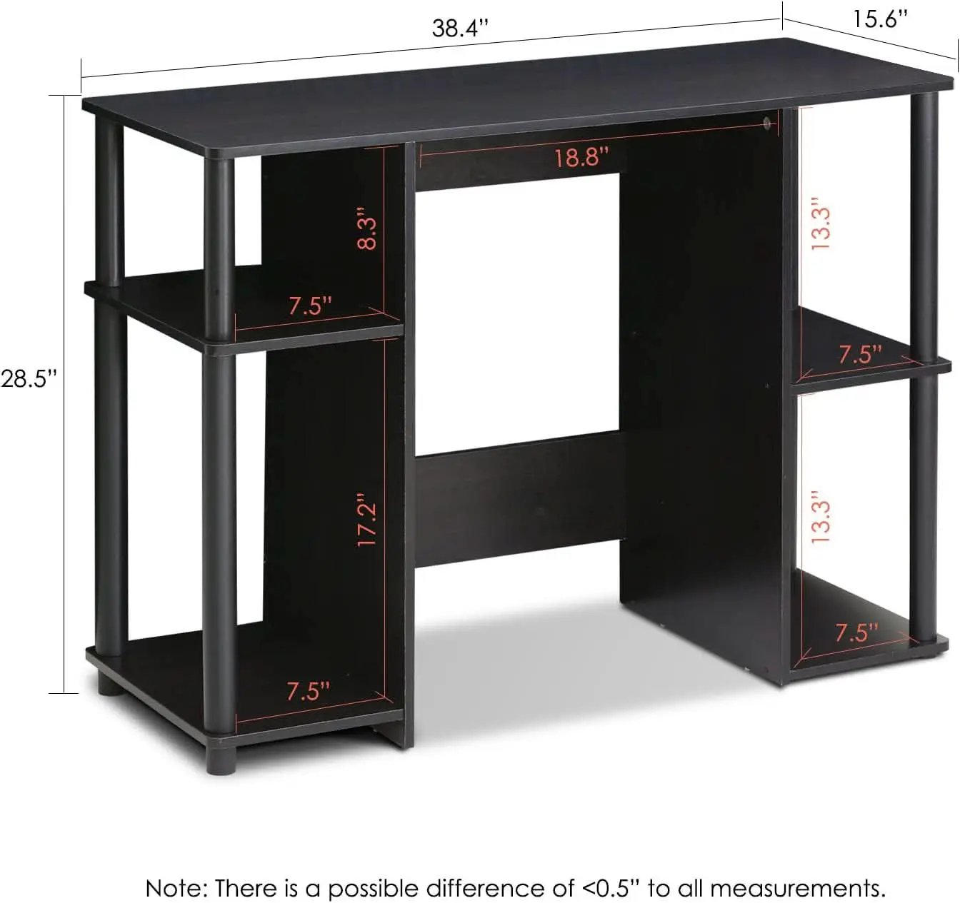 JAYA Computer Study Desk With Open Storage Espresso Finish from PriceLows™