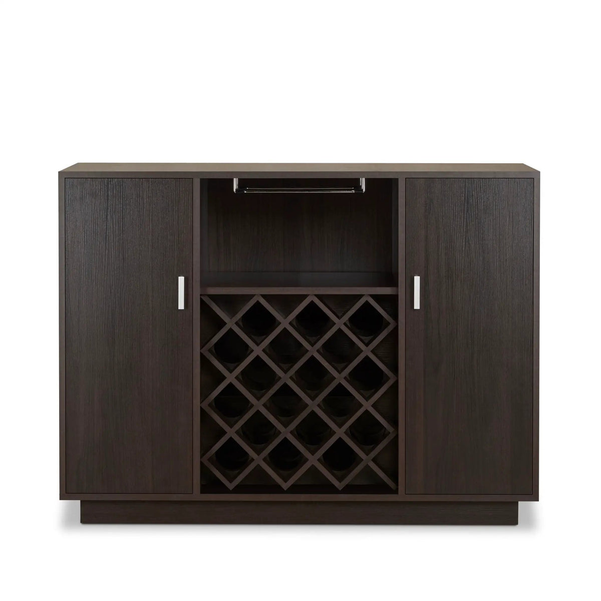 Hazen Wine Cabinet | Espresso Finish | Holds 18 Bottles | Stemware Holder