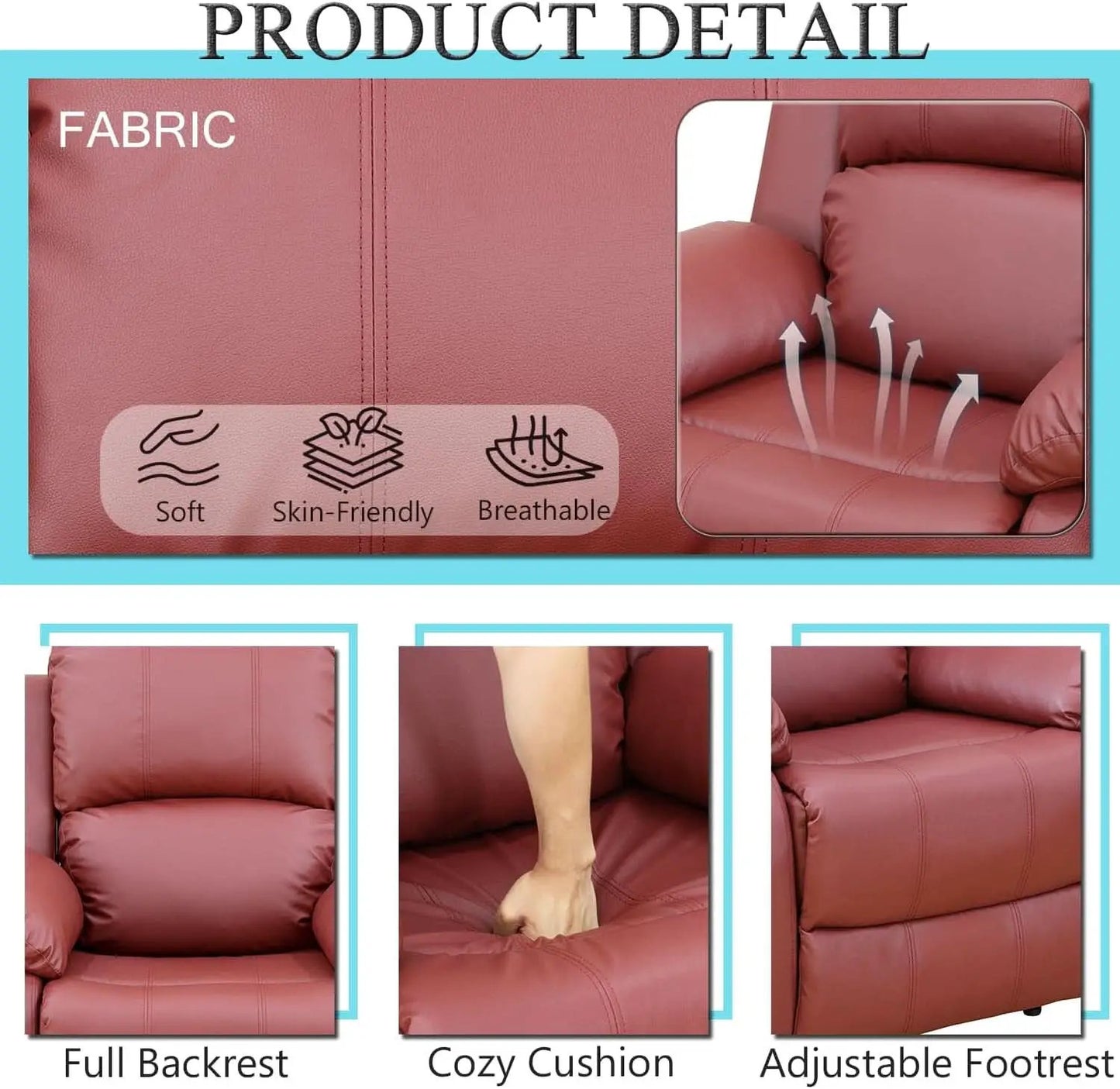 Leather Recliner Sofa Set Red Three Piece Living Room Furniture from PriceLows™