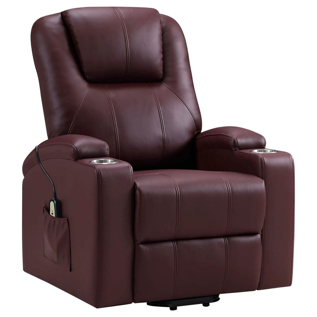 Macklin Power Lift Massage Recliner | Heat And Massage | Dual Cupholders | Smooth Upholstery