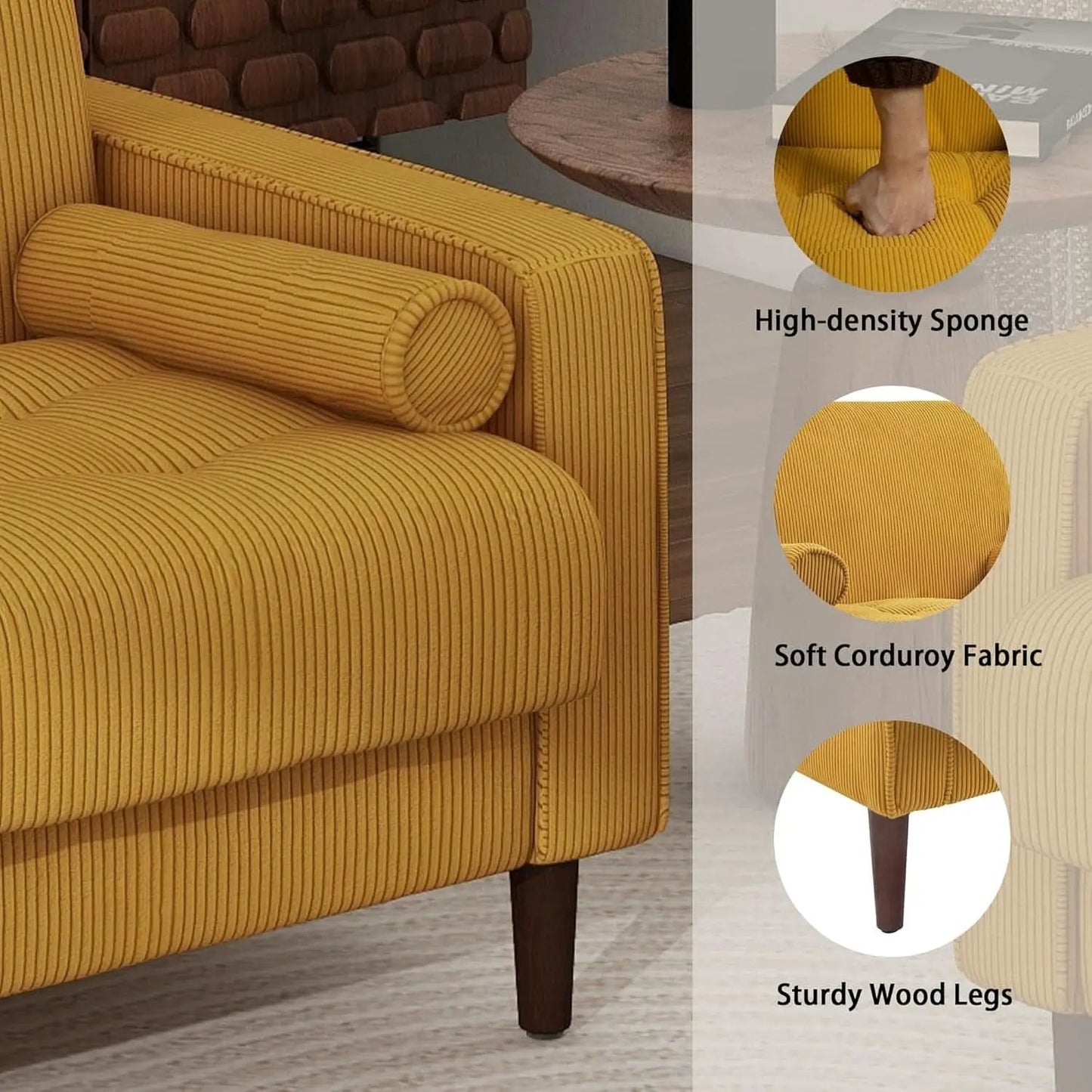 Mid Century Modern Oversized Corduroy Accent Chair from PriceLows™