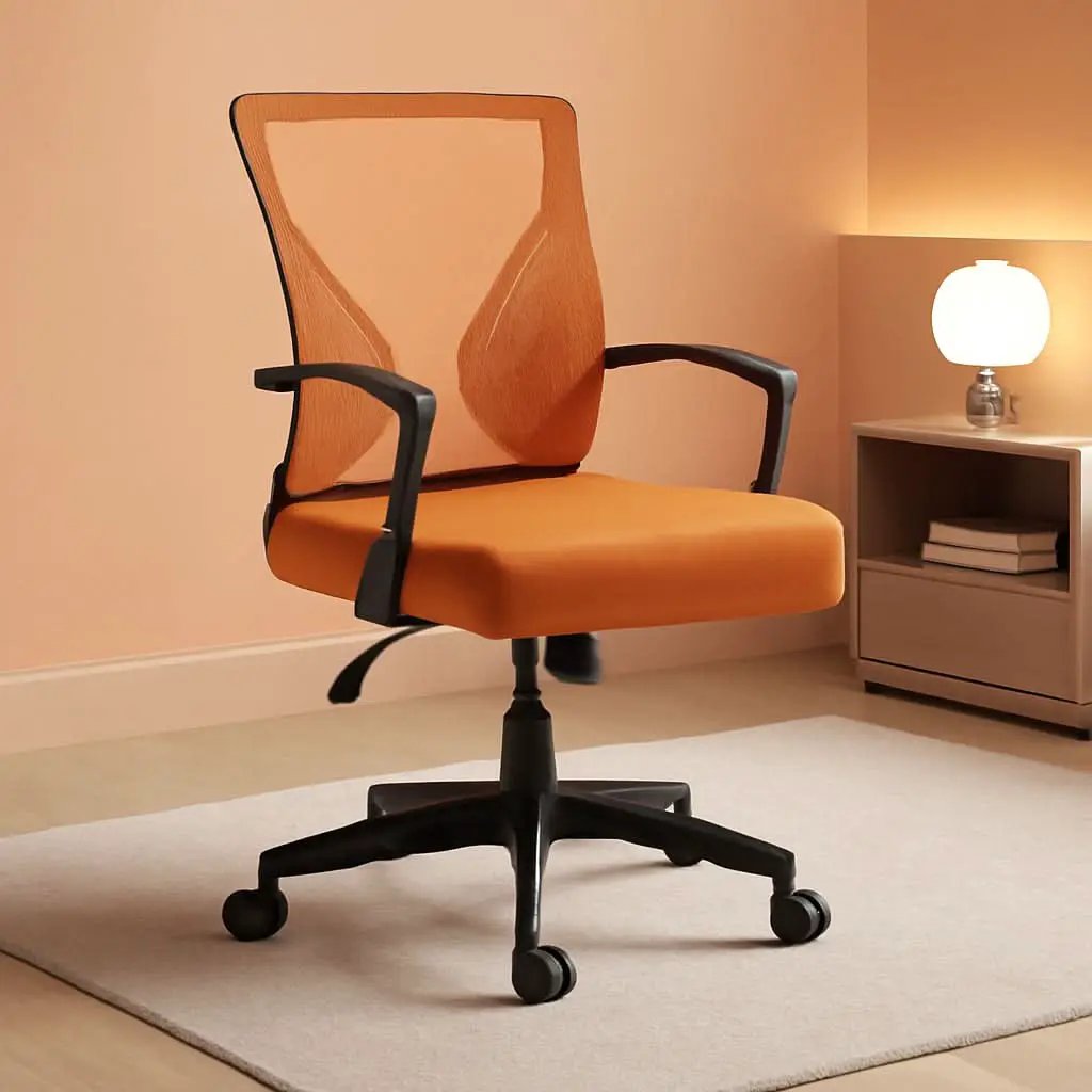 Orange Mesh Office Chair With Ergonomic Lumbar Support from PriceLows™