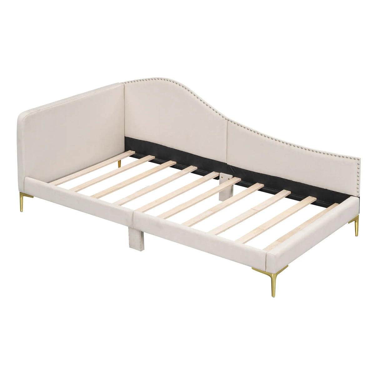 Upholstered Daybed | Headboard And Armrest | Support Legs | 80.5 Inch Length