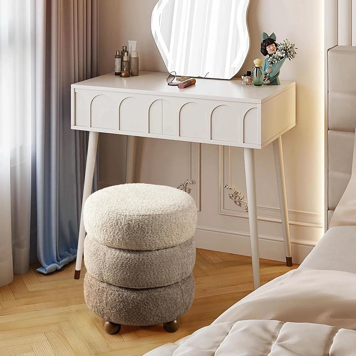 Round Upholstered Ottoman With Storage Gradient Brown from PriceLows™