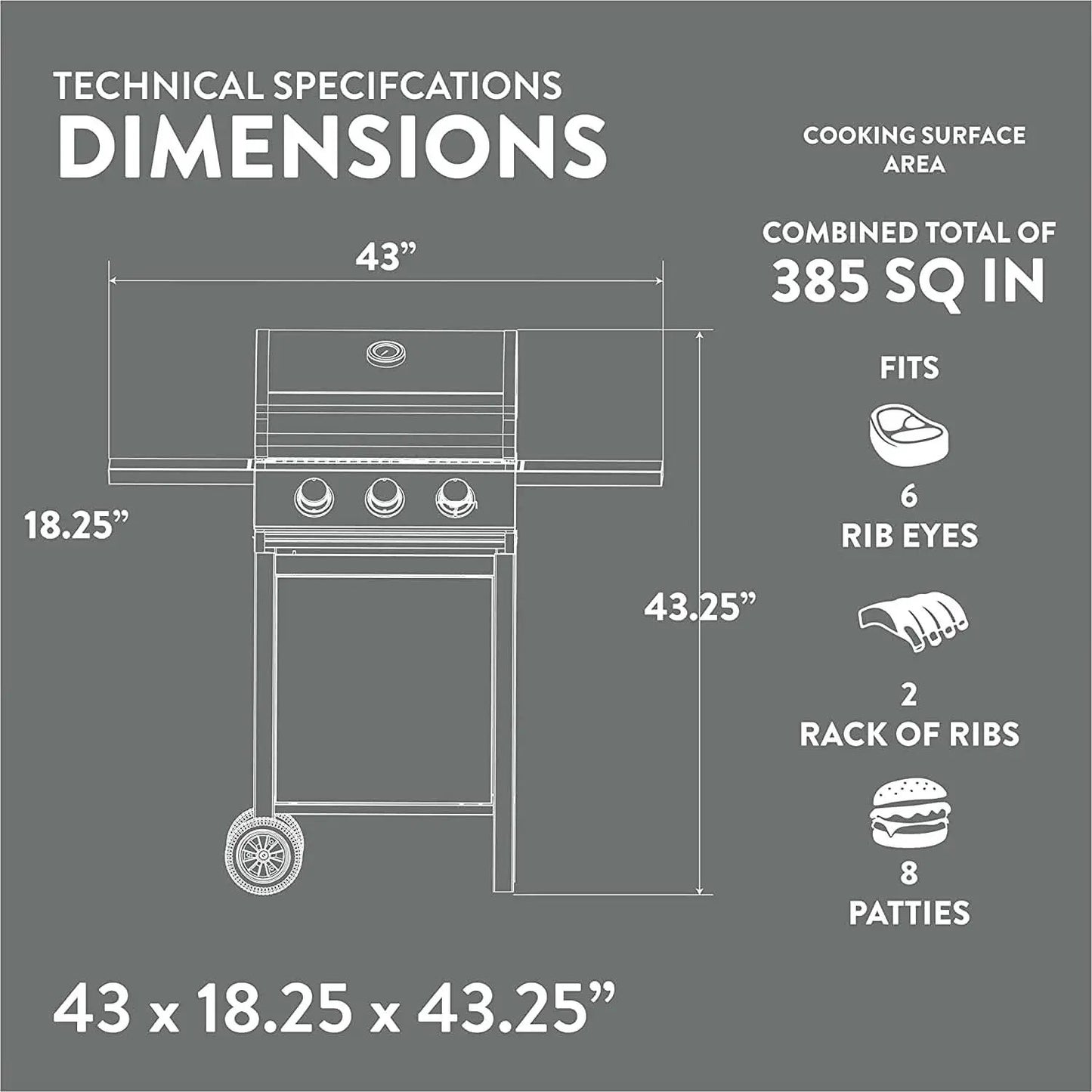 3 Burner Stainless Steel Propane Gas Grill With Cabinet from PriceLows™