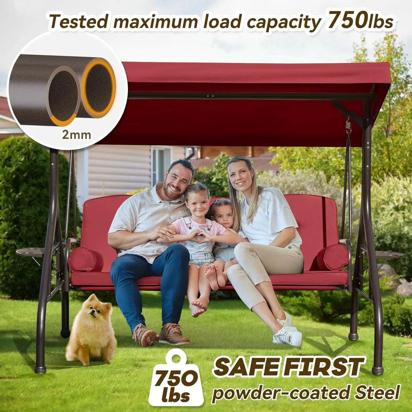 Three In One Outdoor Porch Swing With Canopy
