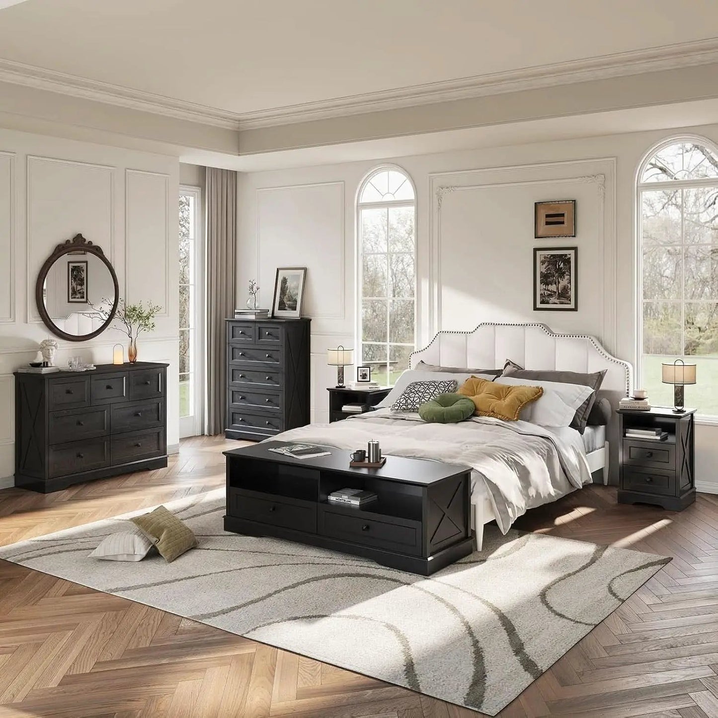 Tall Black Six Drawer Dresser Contemporary Storage from PriceLows™