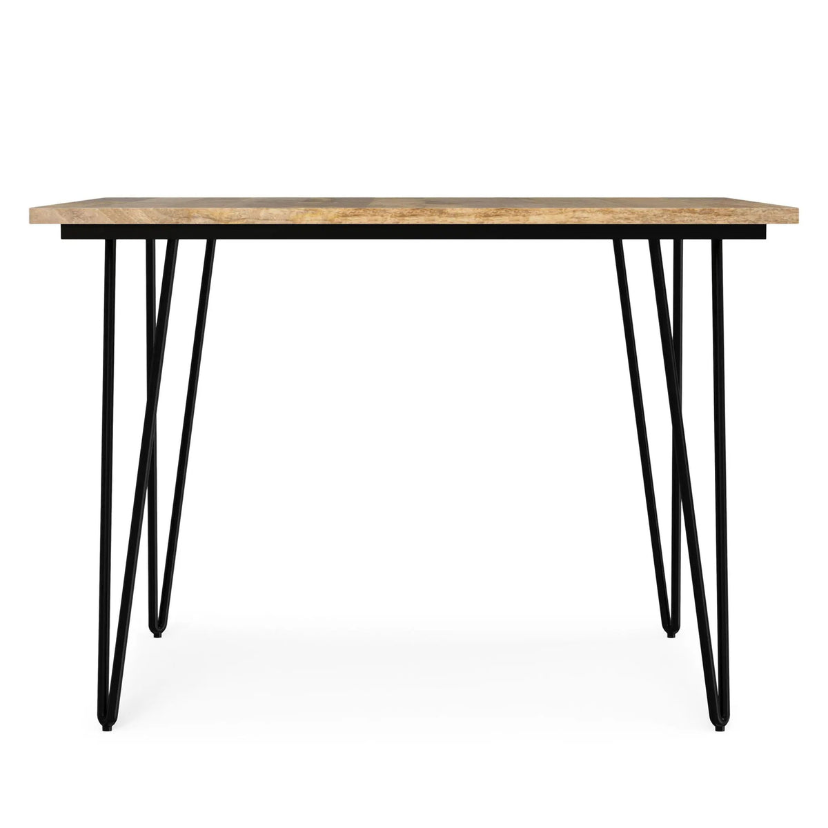 Hunter Dining Table | 66 Inch Width | Solid Mango Wood Top | Hairpin-Style Iron Base