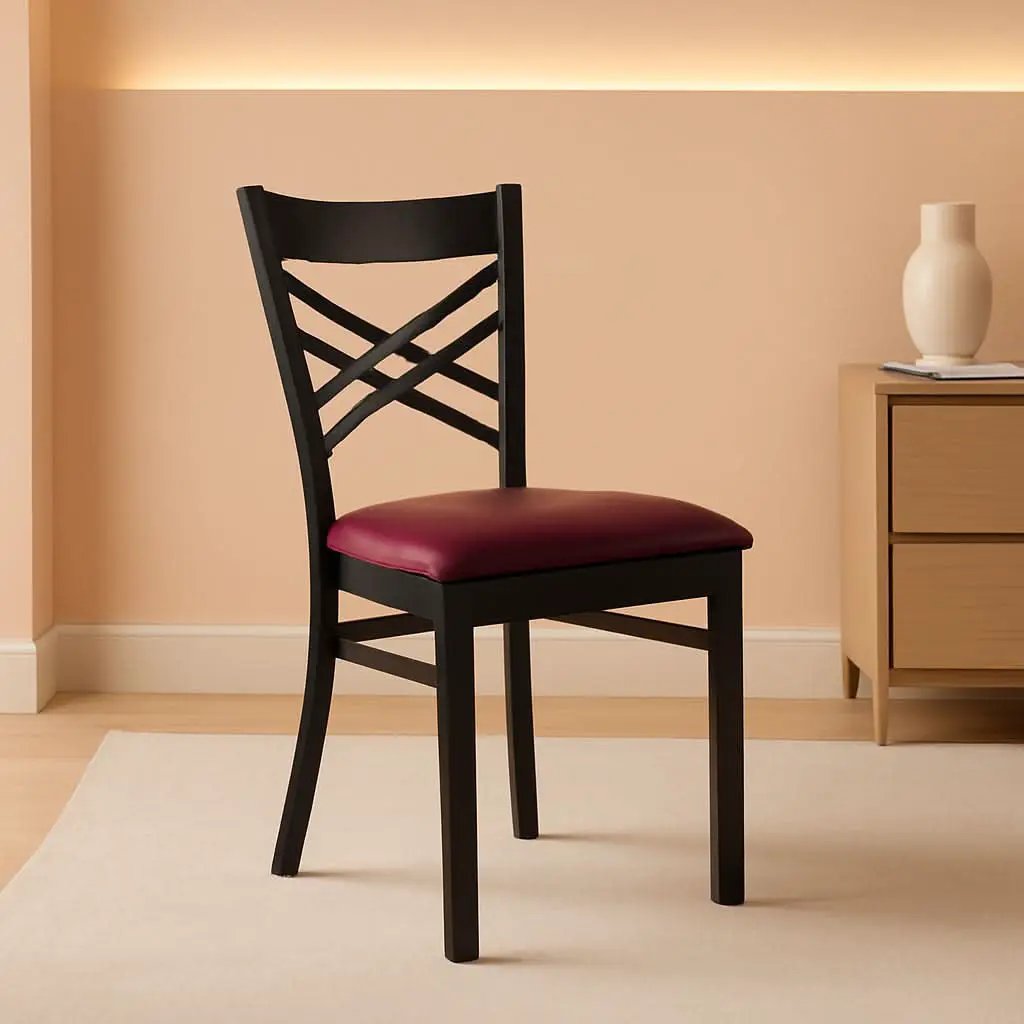 Set of 2 Hercules Burgundy Vinyl XBack Metal Dining Chairs for Restaurants Durable Steel Frame from PriceLows™