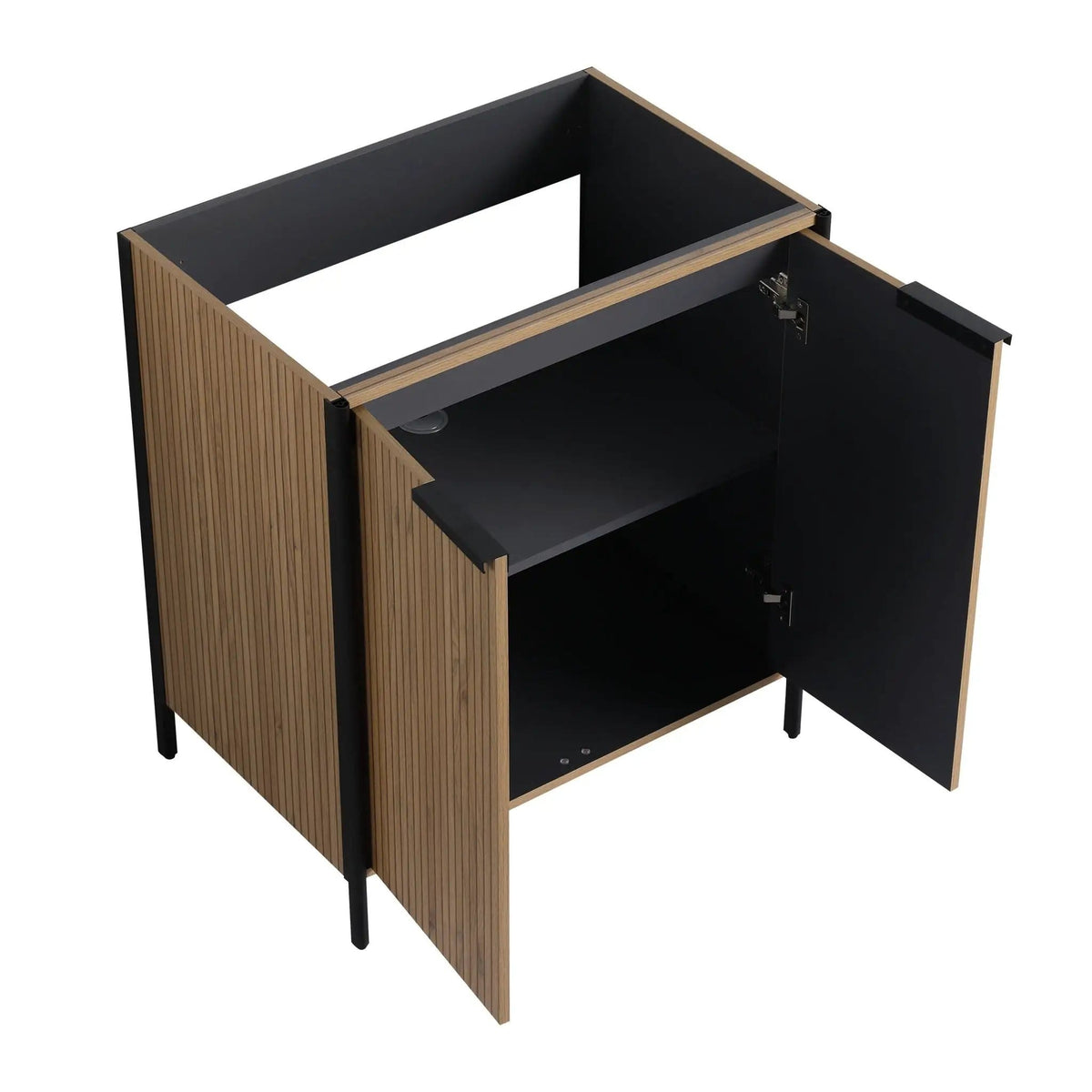 Contemporary Freestanding Bathroom Vanity With Adjustable Shelves | 5 Pieces | Stainless Steel & Metal | Bathroom