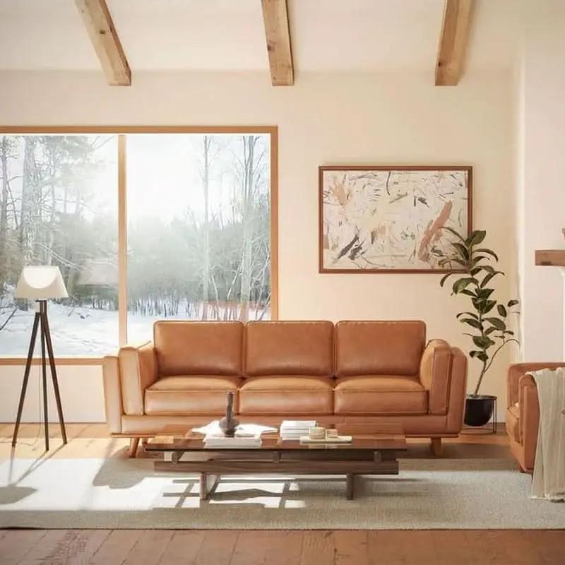 Valencia Artisan 88 Inch Full Leather Sofa Cognac Tan from PriceLows™