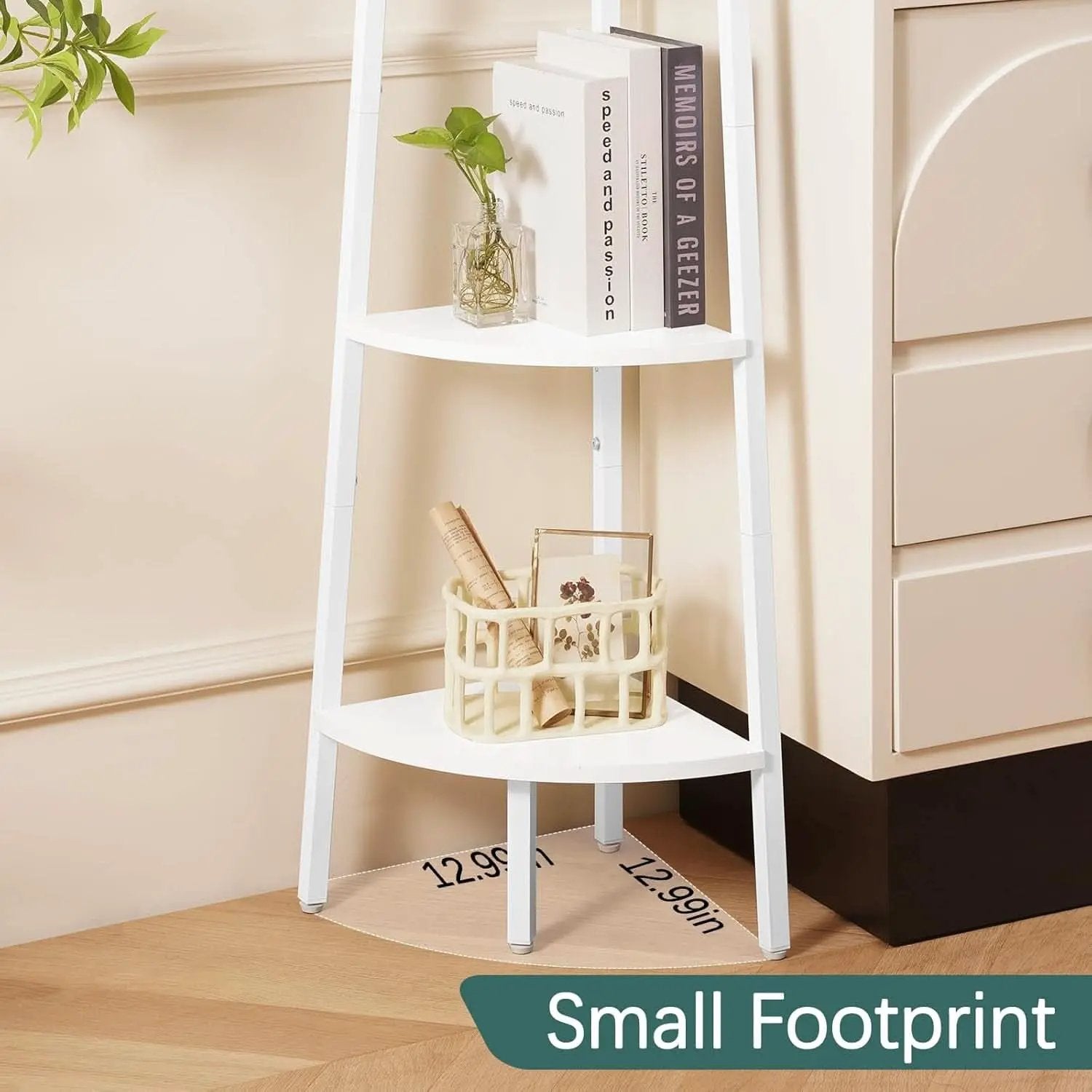 4 Tier Corner Shelf With Metal Frame Tall Bookshelf from PriceLows™