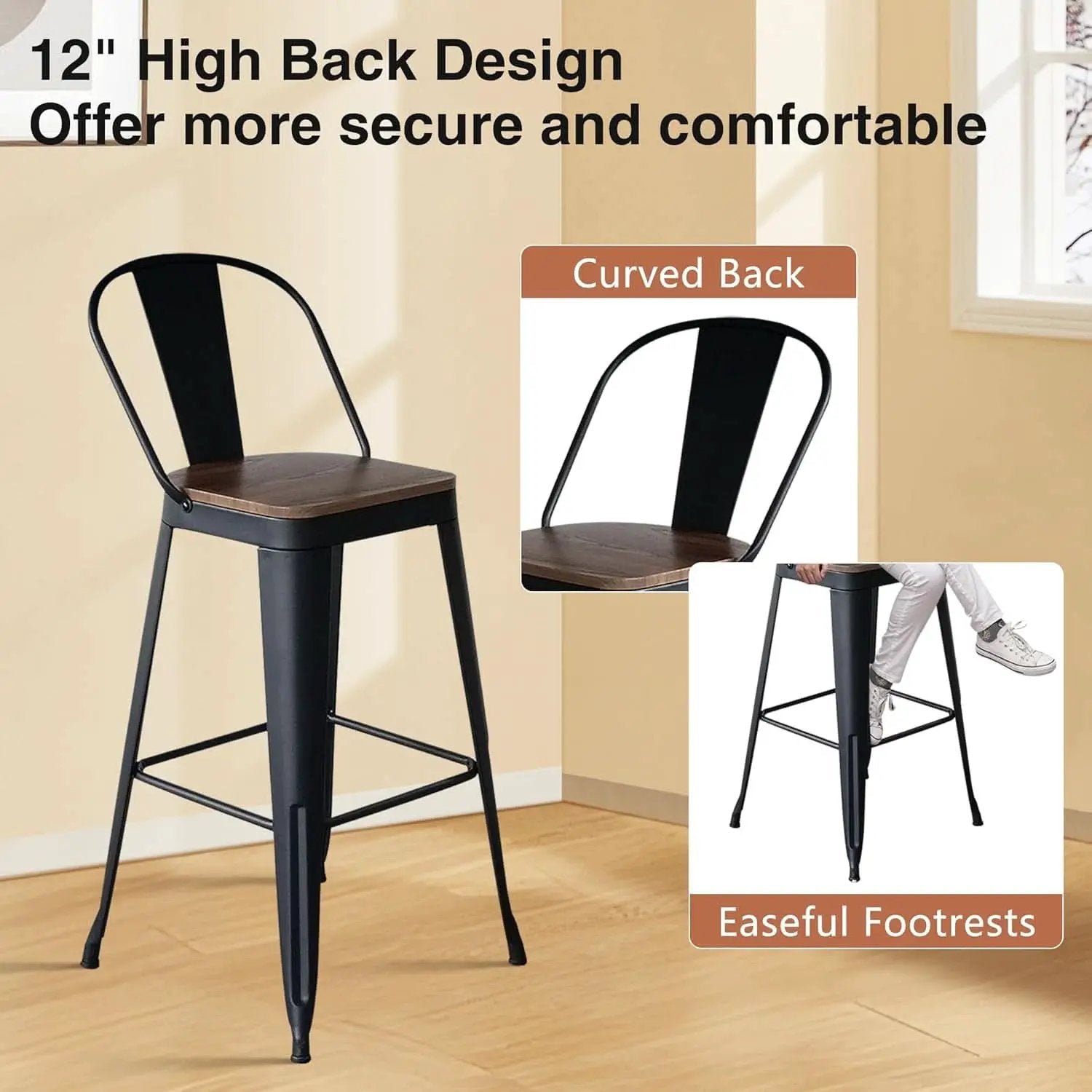Industrial 24 Inch Bar Stools Set of Four from PriceLows™