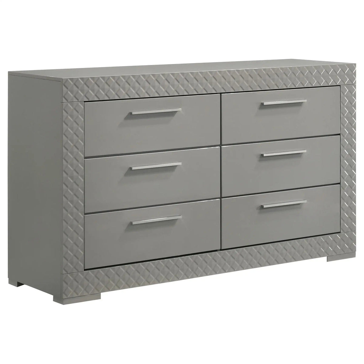 Ives 6-drawer Dresser Cabinet Grey High Gloss | 63 x 18 x 36.5 in | 6-Drawer | Bedroom