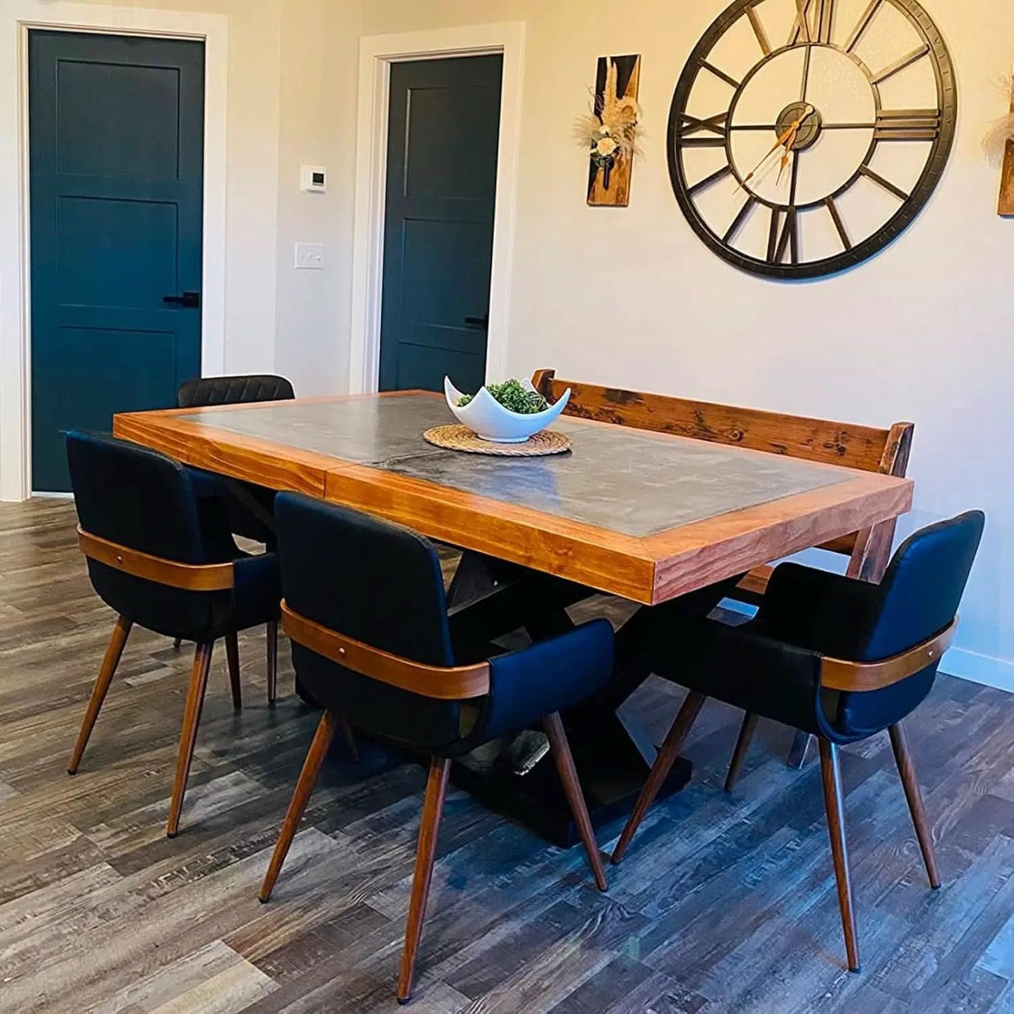 Mid Century Modern Faux Leather Dining Chairs Set 2 Black from PriceLows™