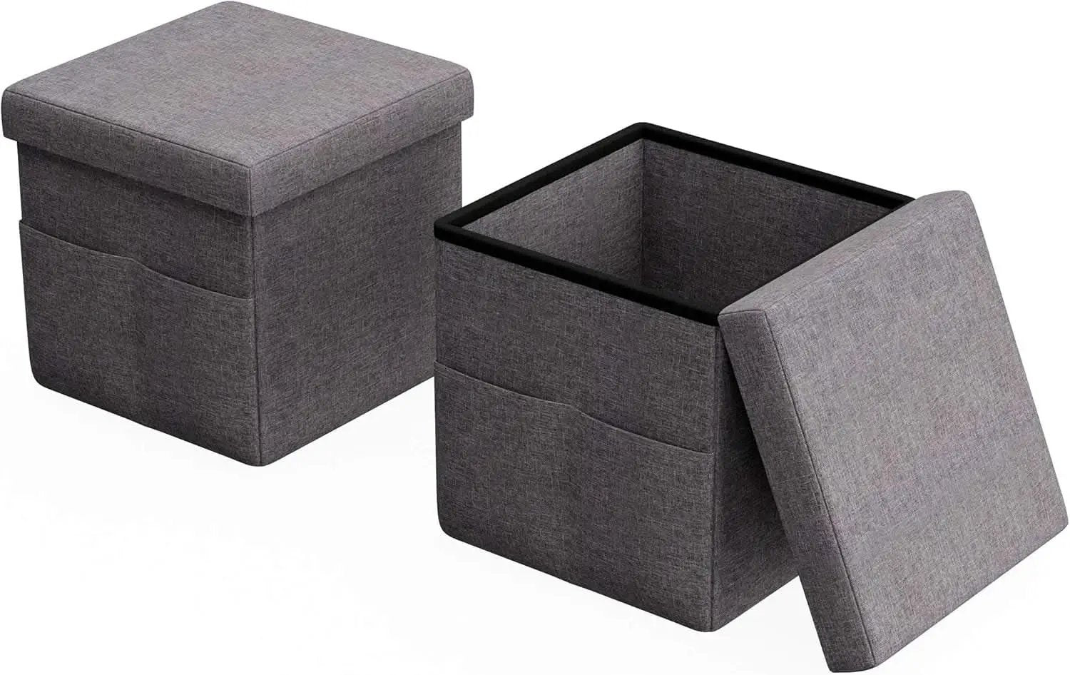 Gray 15 Inch Collapsible Storage Ottomans Compartments from PriceLows™