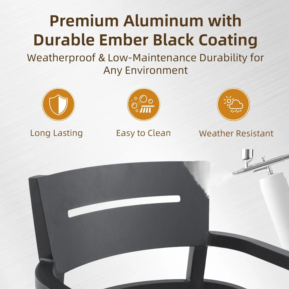 Outdoor Patio Dining Set | Squircle Sintered Stone Table | Sunbrella Cushion Chairs | Rust-Free Aluminum Frame